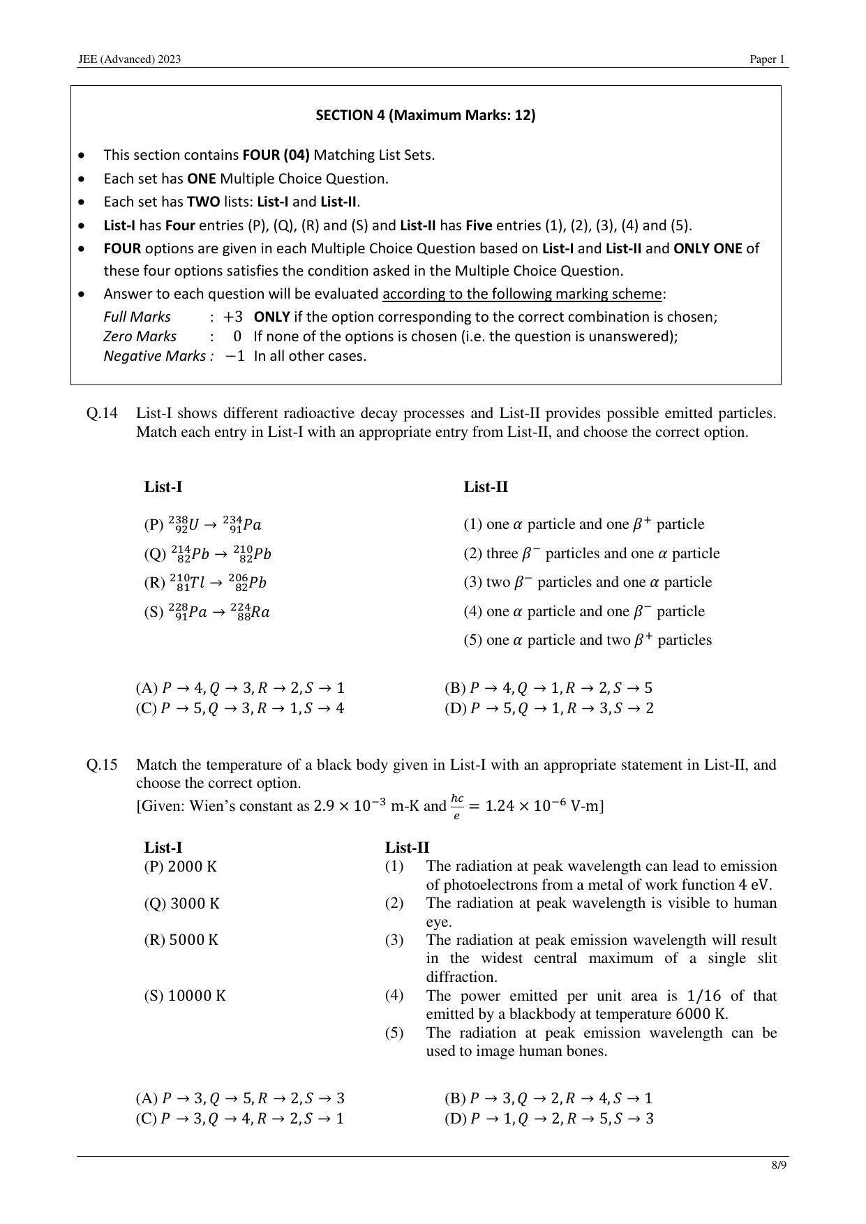 JEE (Advanced) 2023 Paper I - Mathematics Question Paper - Page 18