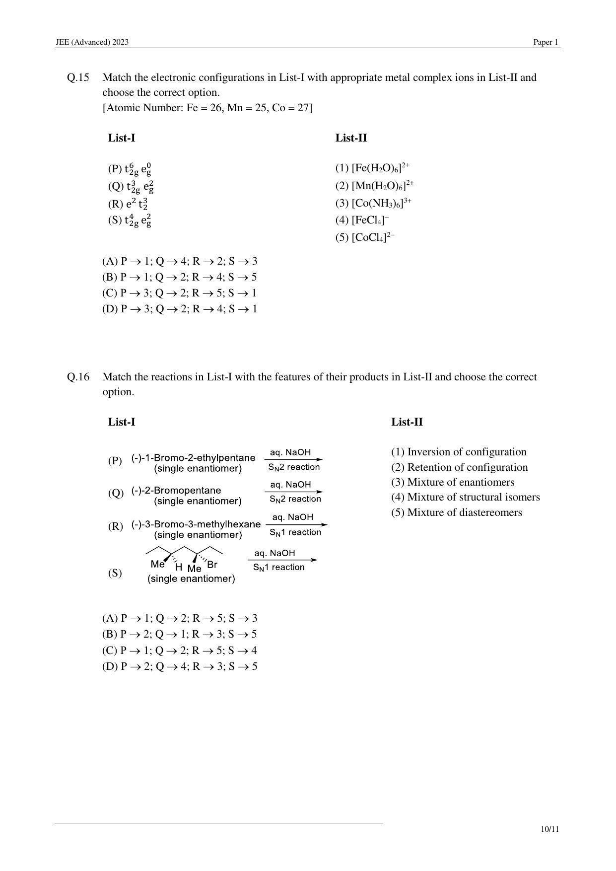 JEE (Advanced) 2023 Paper I - Mathematics Question Paper - Page 29