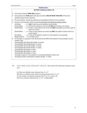 JEE (Advanced) 2023 Paper I - Mathematics Question Paper