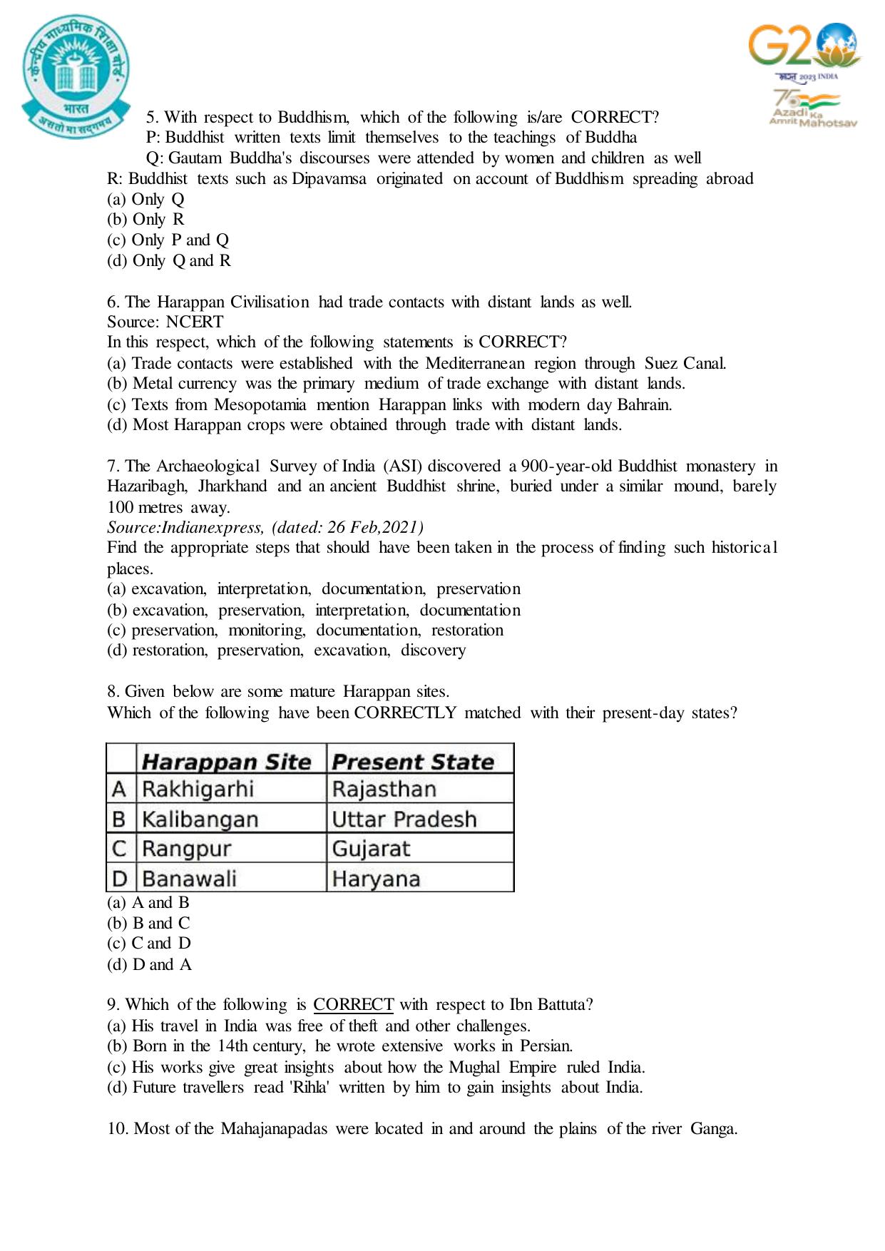 CBSE Class 12 History SET 1 Practice Questions 2023-24 - Page 4