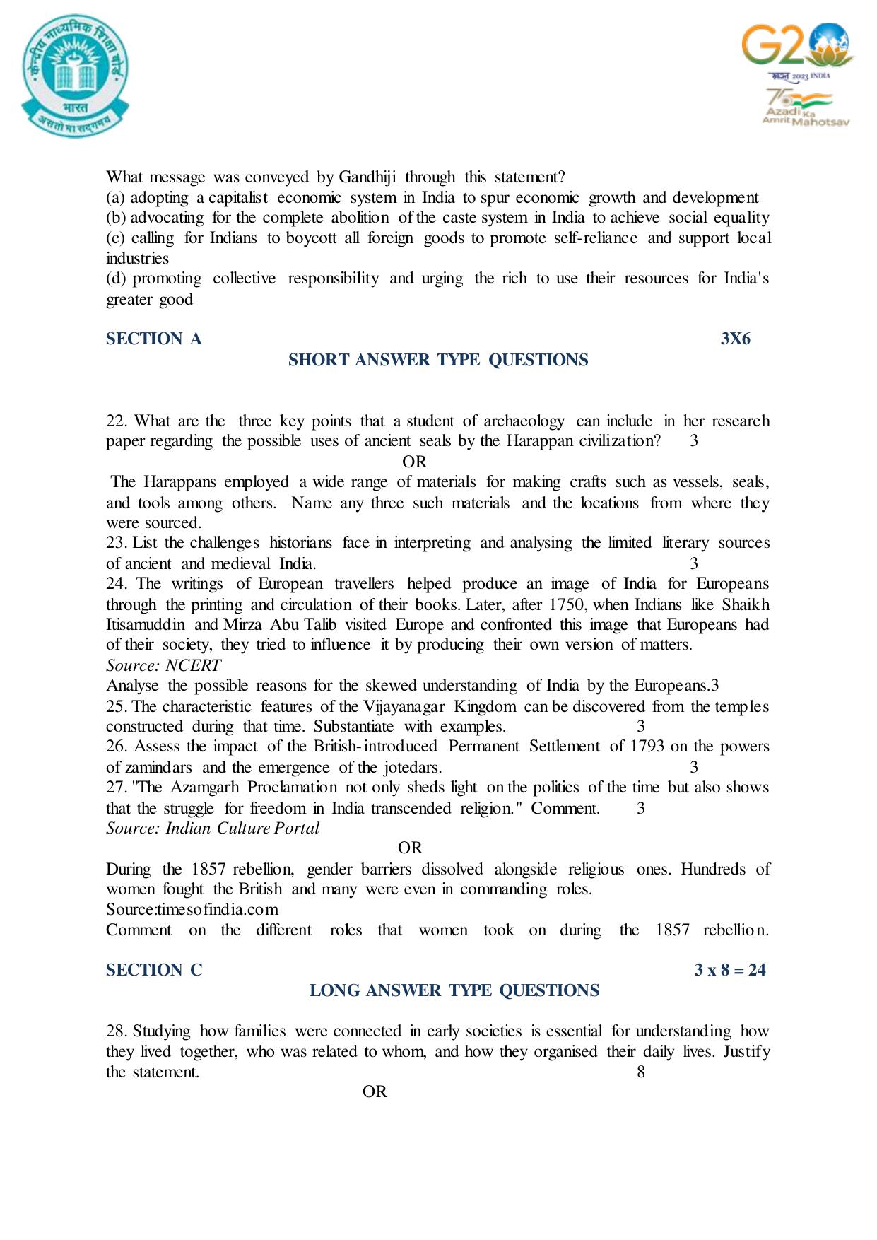 CBSE Class 12 History SET 1 Practice Questions 2023-24 - Page 8