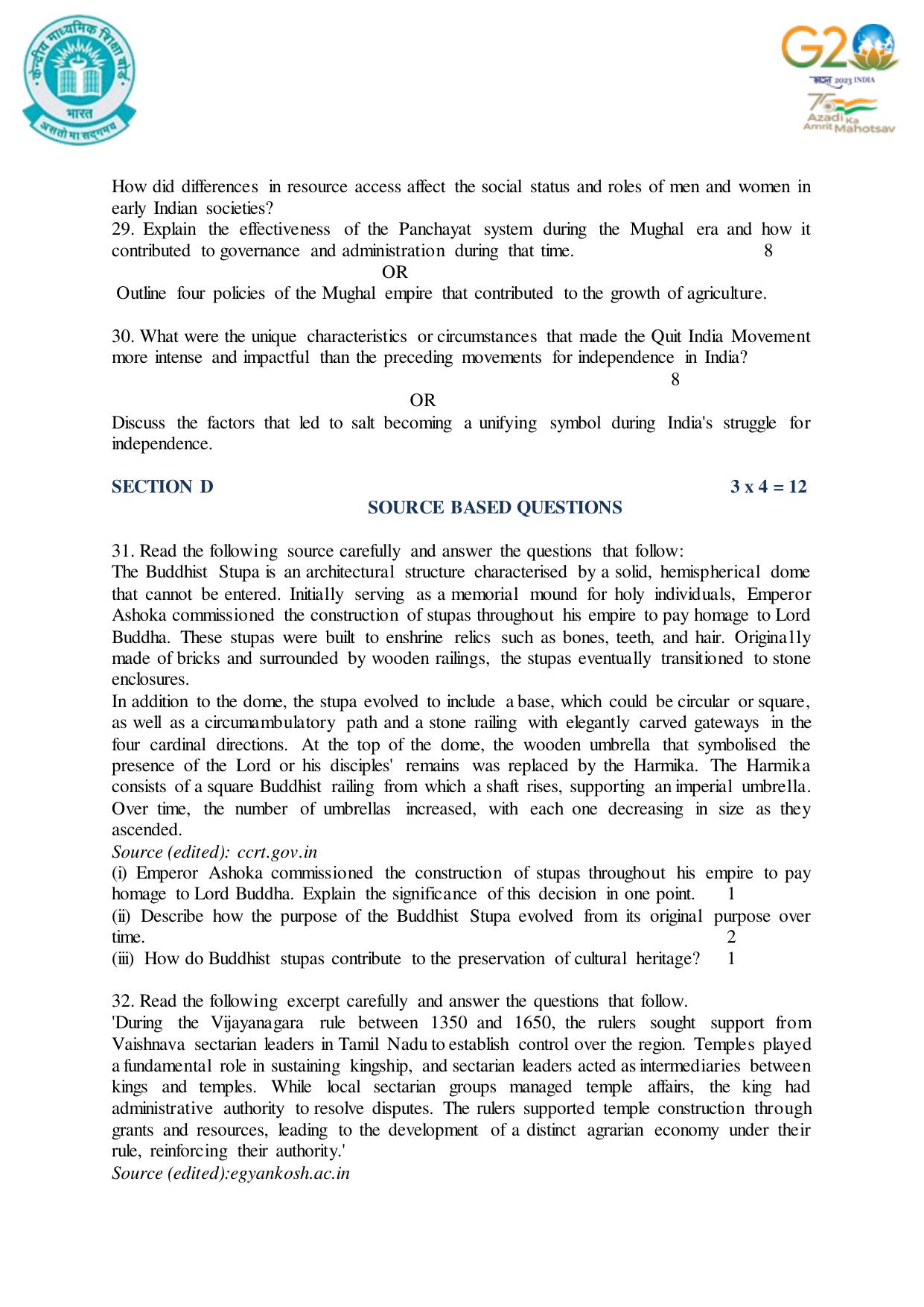 CBSE Class 12 History SET 1 Practice Questions 2023-24 - Page 9
