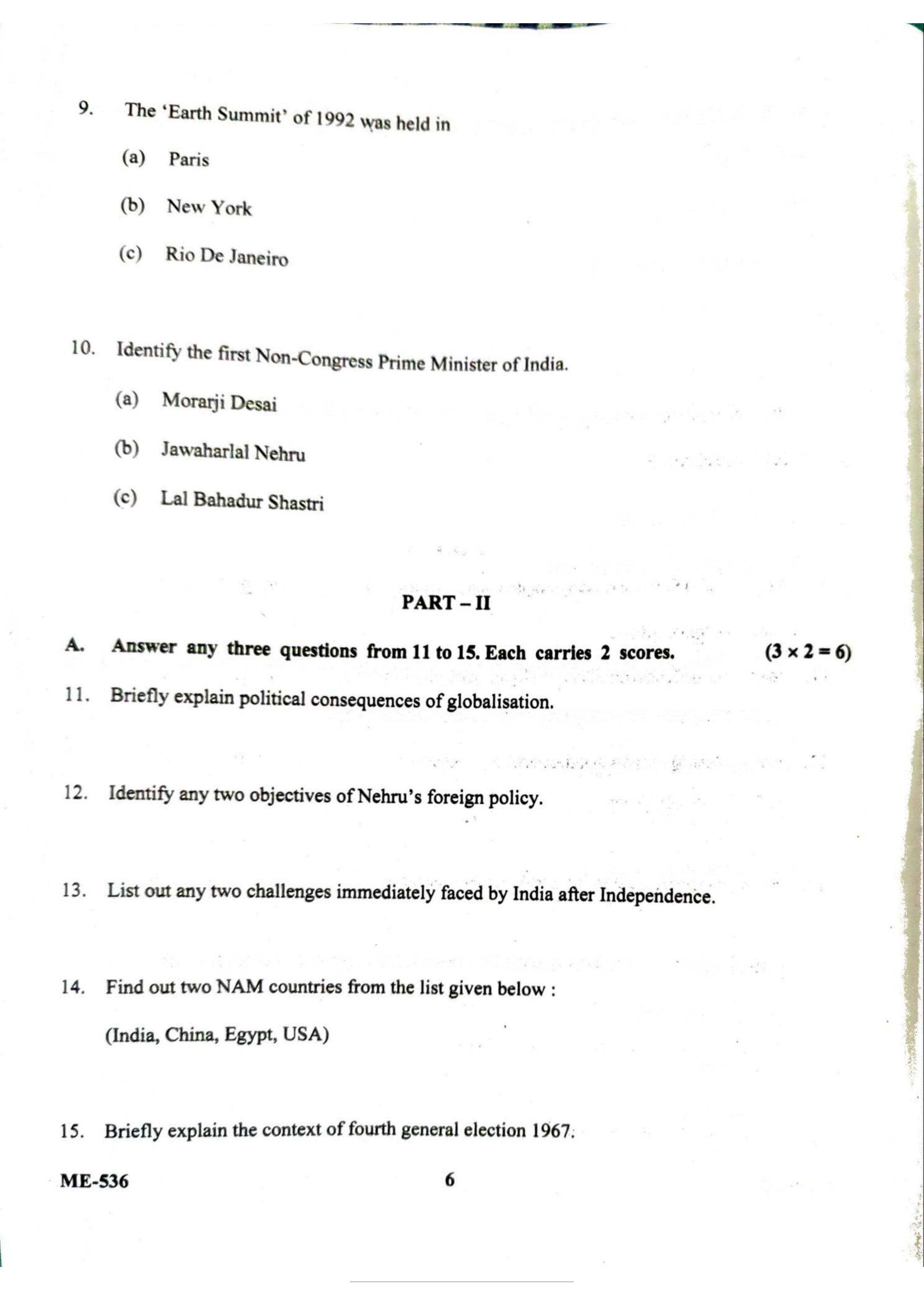 Kerala Plus Two 2022 Political Science Model Question Paper - Page 6