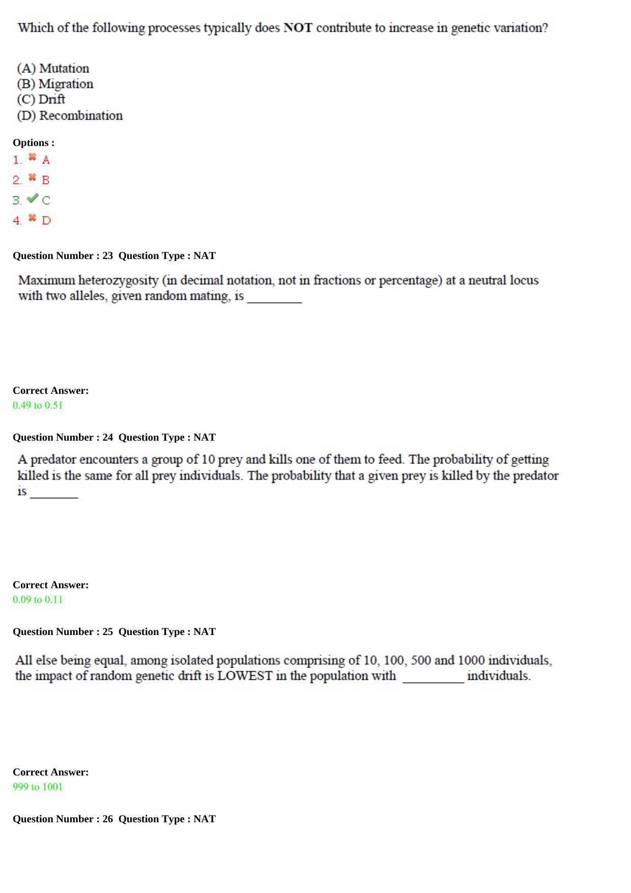 GATE 2015 Ecology and Evolution (EY) Question Paper with Answer Key - Page 8
