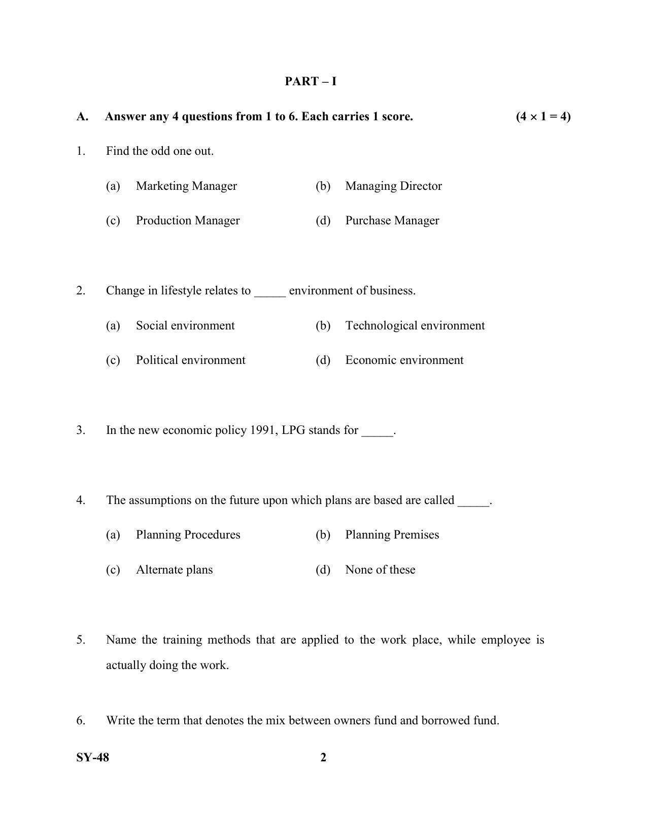 Kerala Plus Two Question Paper 2022 - Business Studies - Page 2