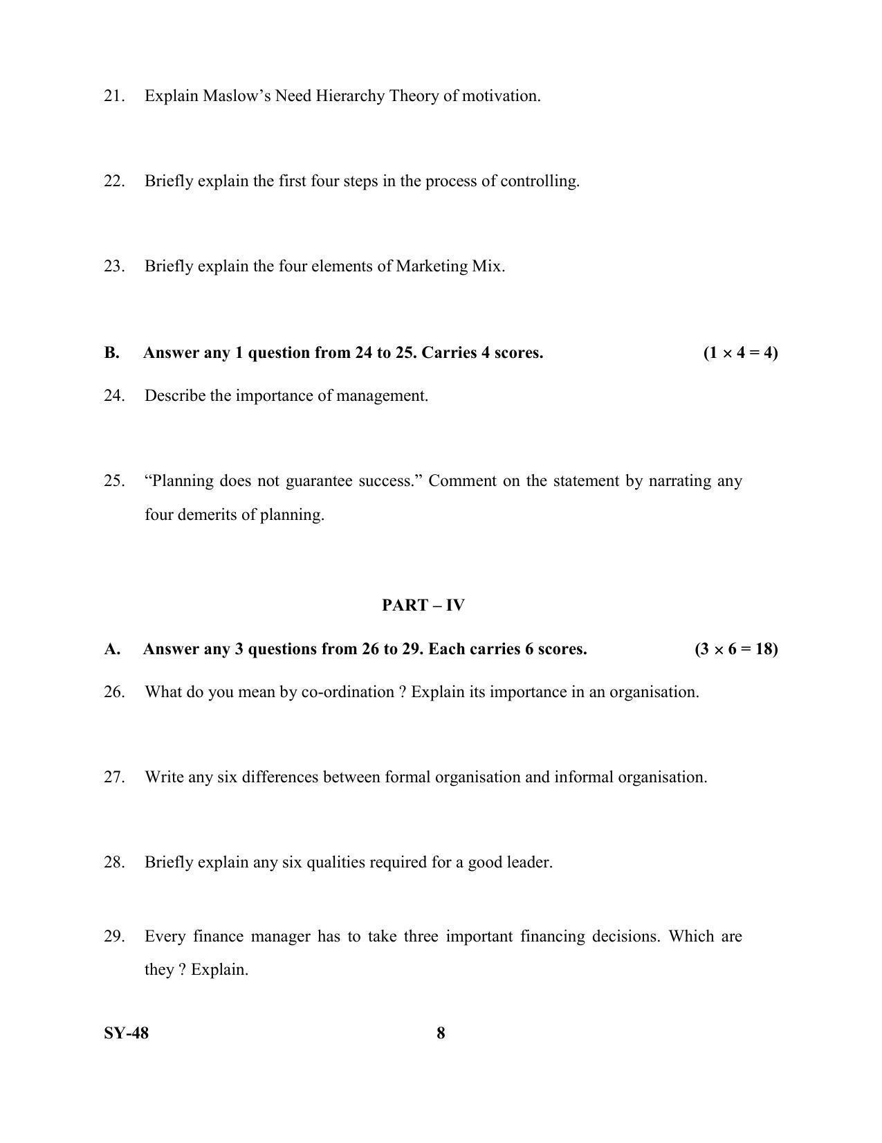 Kerala Plus Two Question Paper 2022 - Business Studies - Page 8