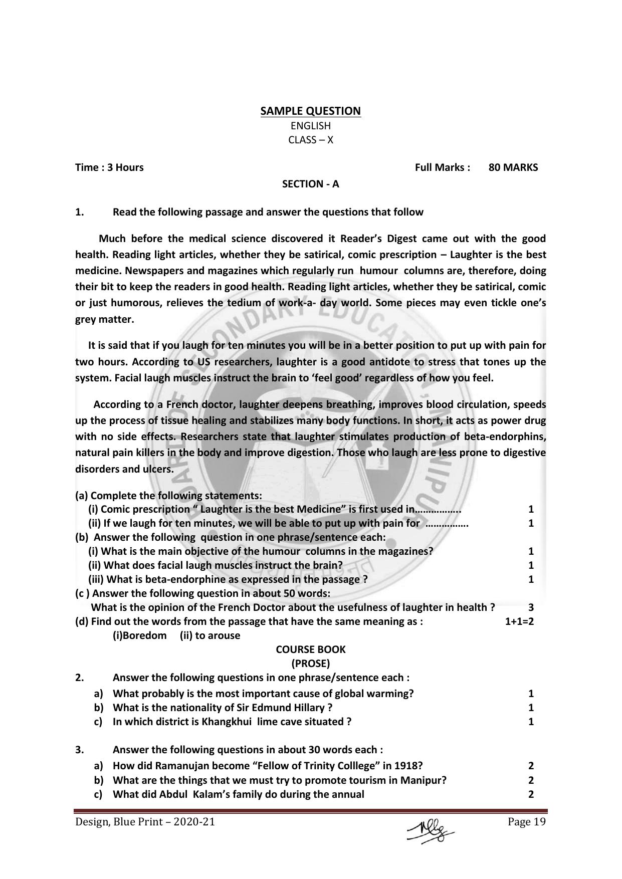 Manipur Board HSLC Model Paper (All Subjects) - Page 19