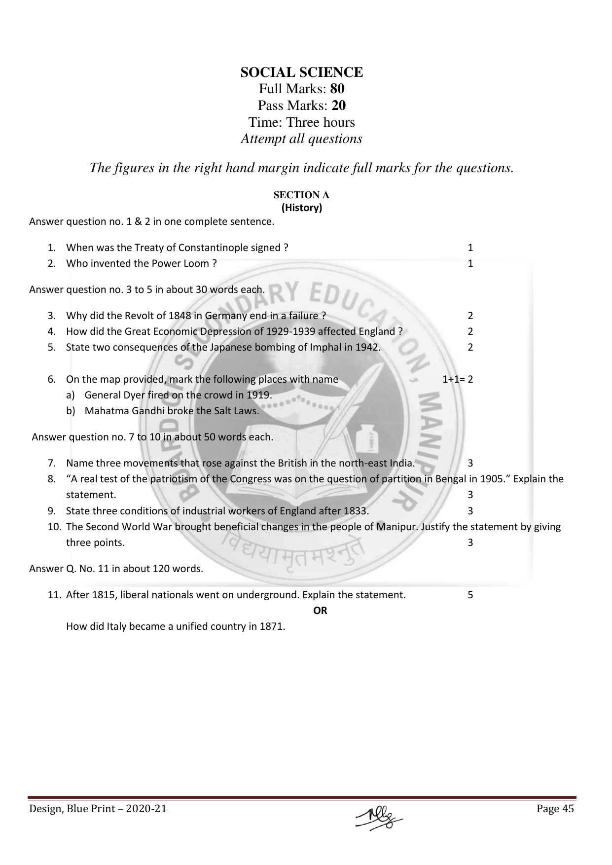 Manipur Board HSLC Model Paper (All Subjects) - Page 45