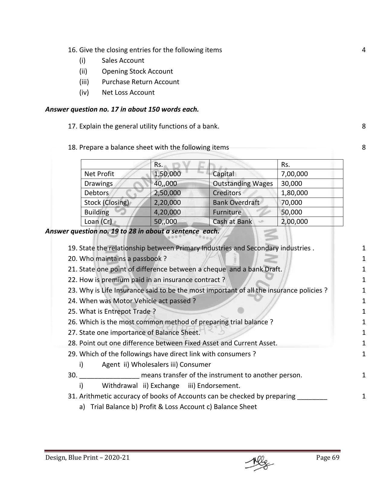 Manipur Board HSLC Model Paper (All Subjects) - Page 69