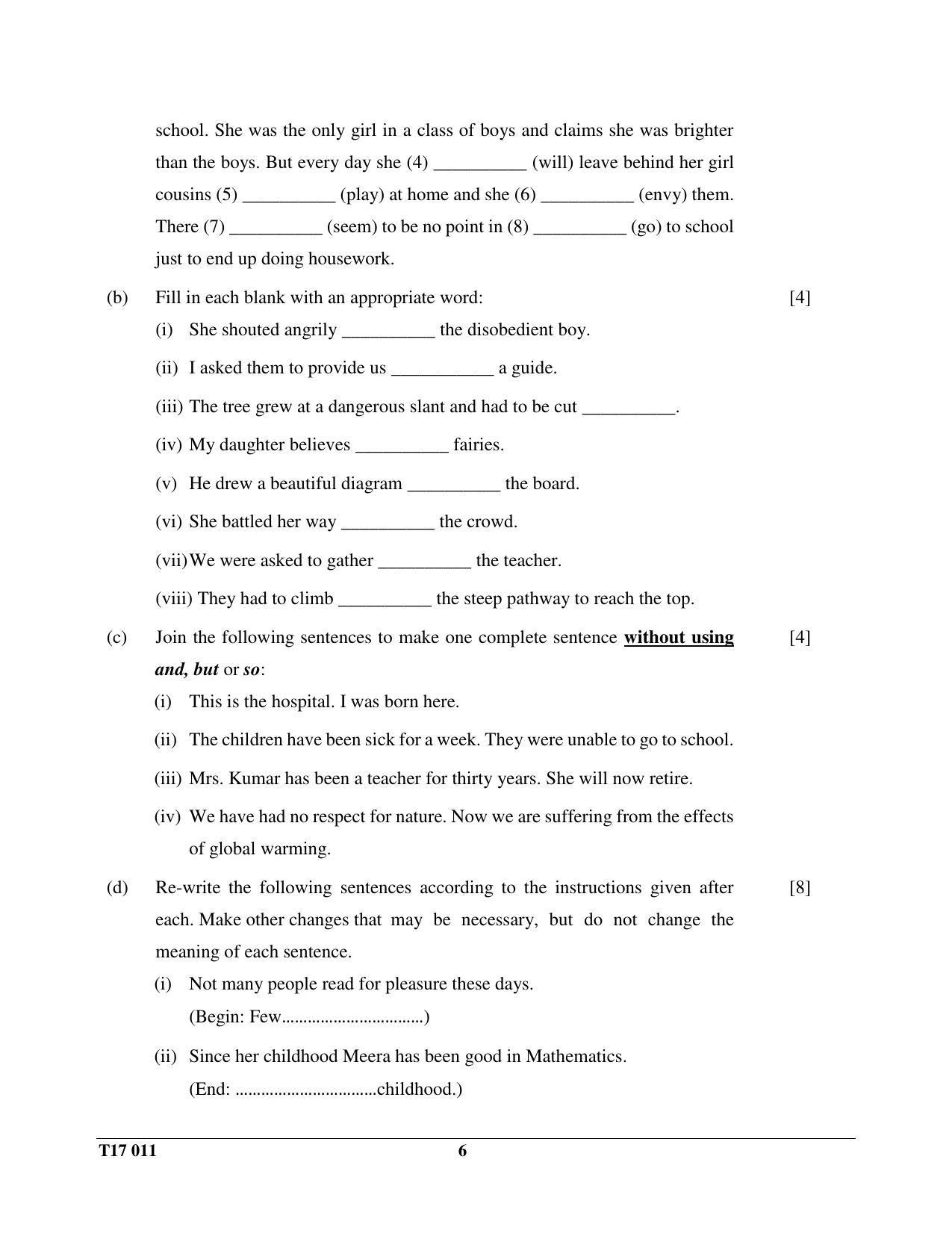 ICSE Class 10 English Paper I (ENGLISH LANGUAGE)  2017 Question Paper - Page 6