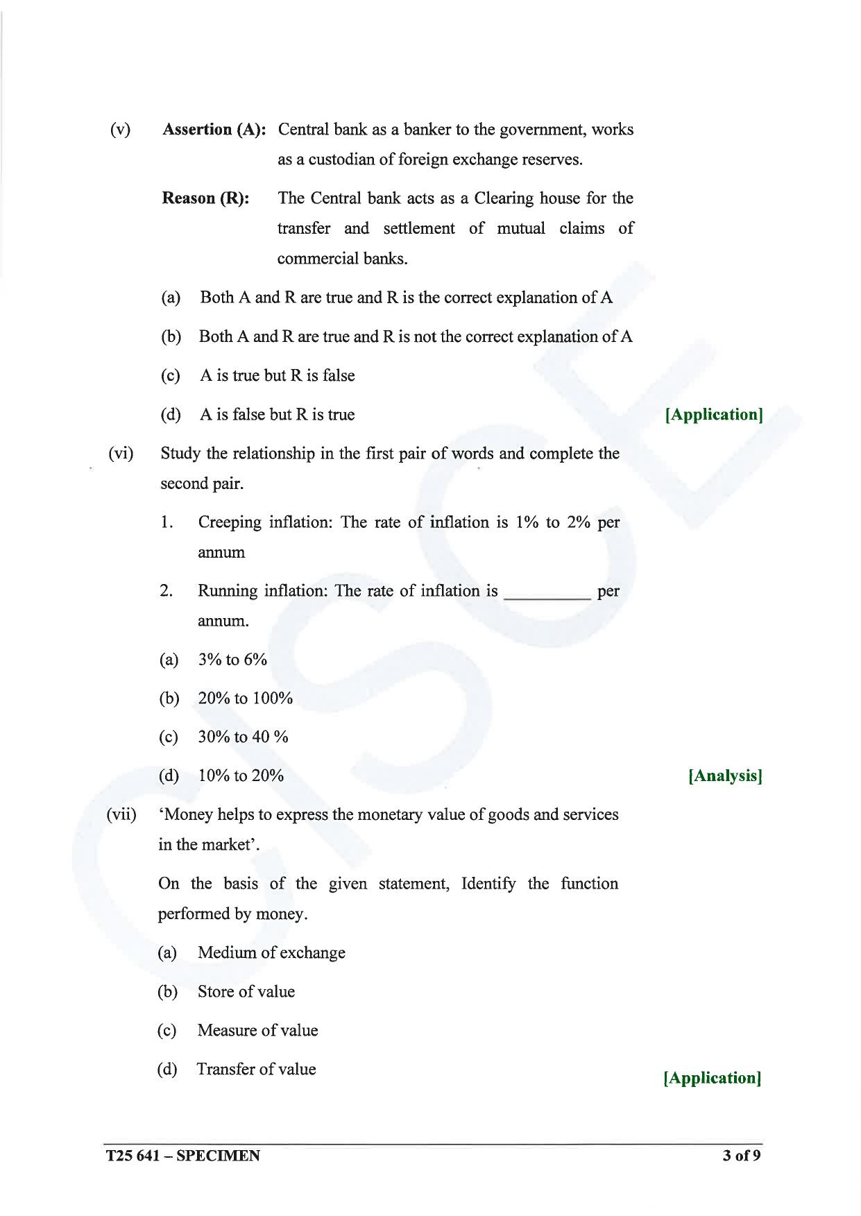 ICSE Class 10 2025 Economics (QP & MS) Specimen Paper - Page 3