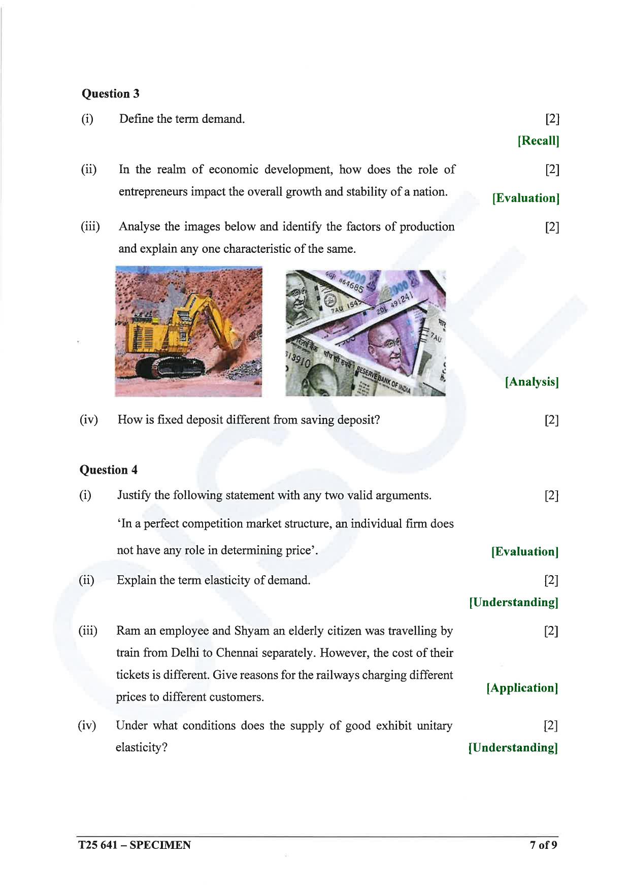 ICSE Class 10 2025 Economics (QP & MS) Specimen Paper - Page 7