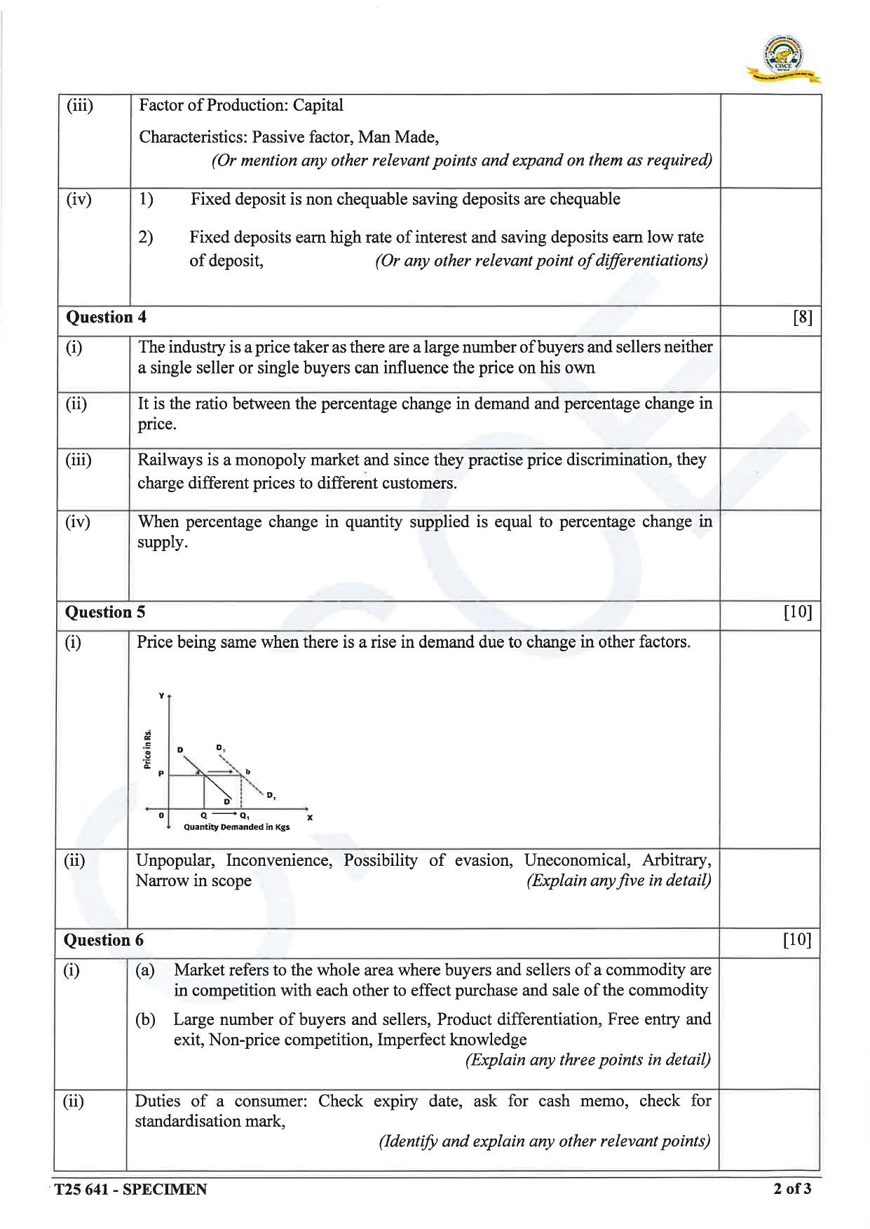 ICSE Class 10 2025 Economics (QP & MS) Specimen Paper - Page 11