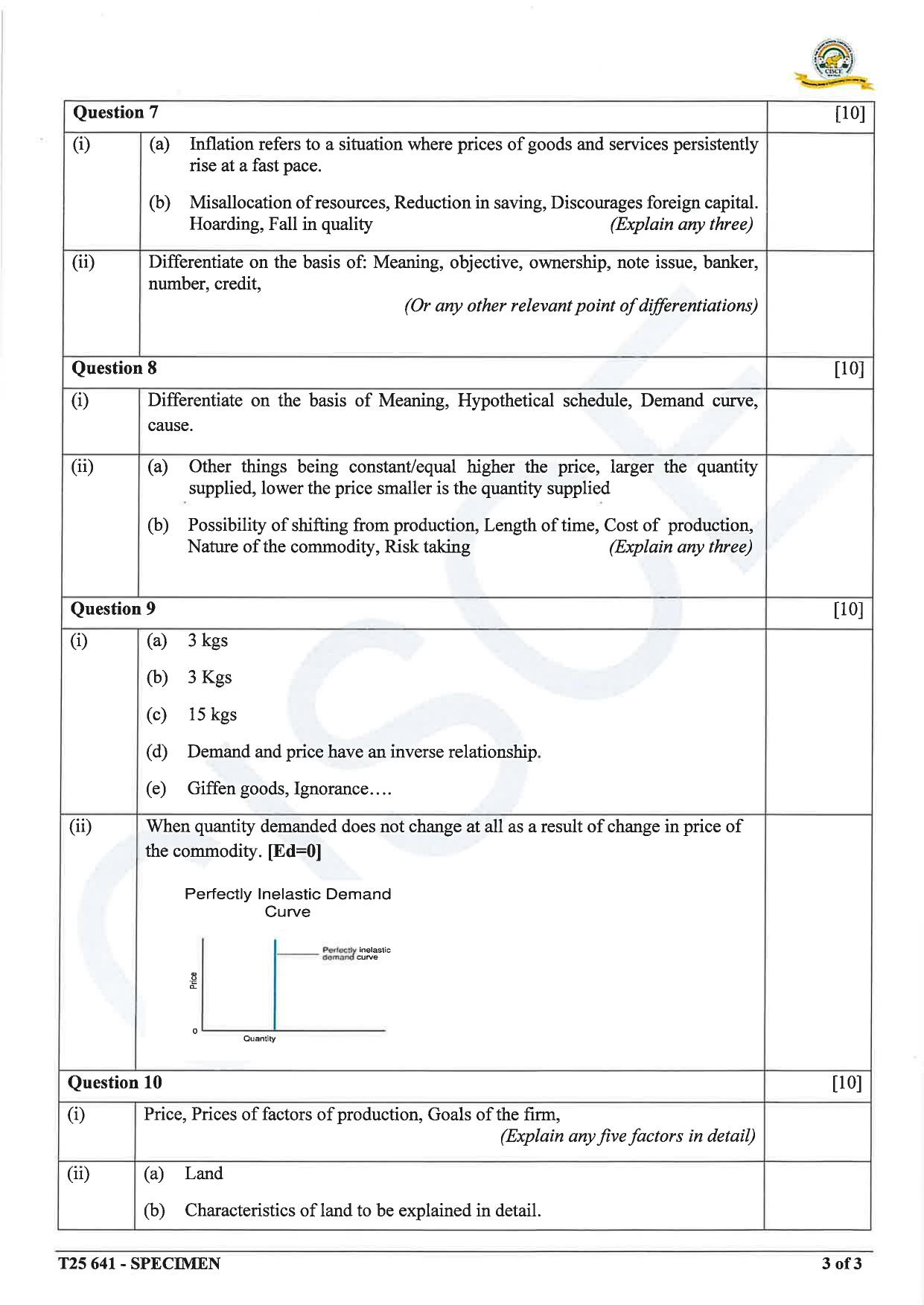 ICSE Class 10 2025 Economics (QP & MS) Specimen Paper - Page 12