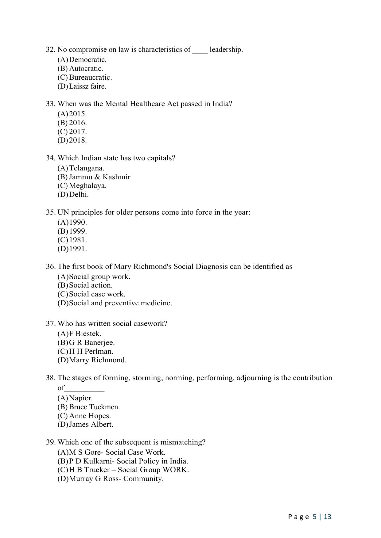 WB JEMAS (PG) MPHIL PSW 2024 Question Paper - Page 7