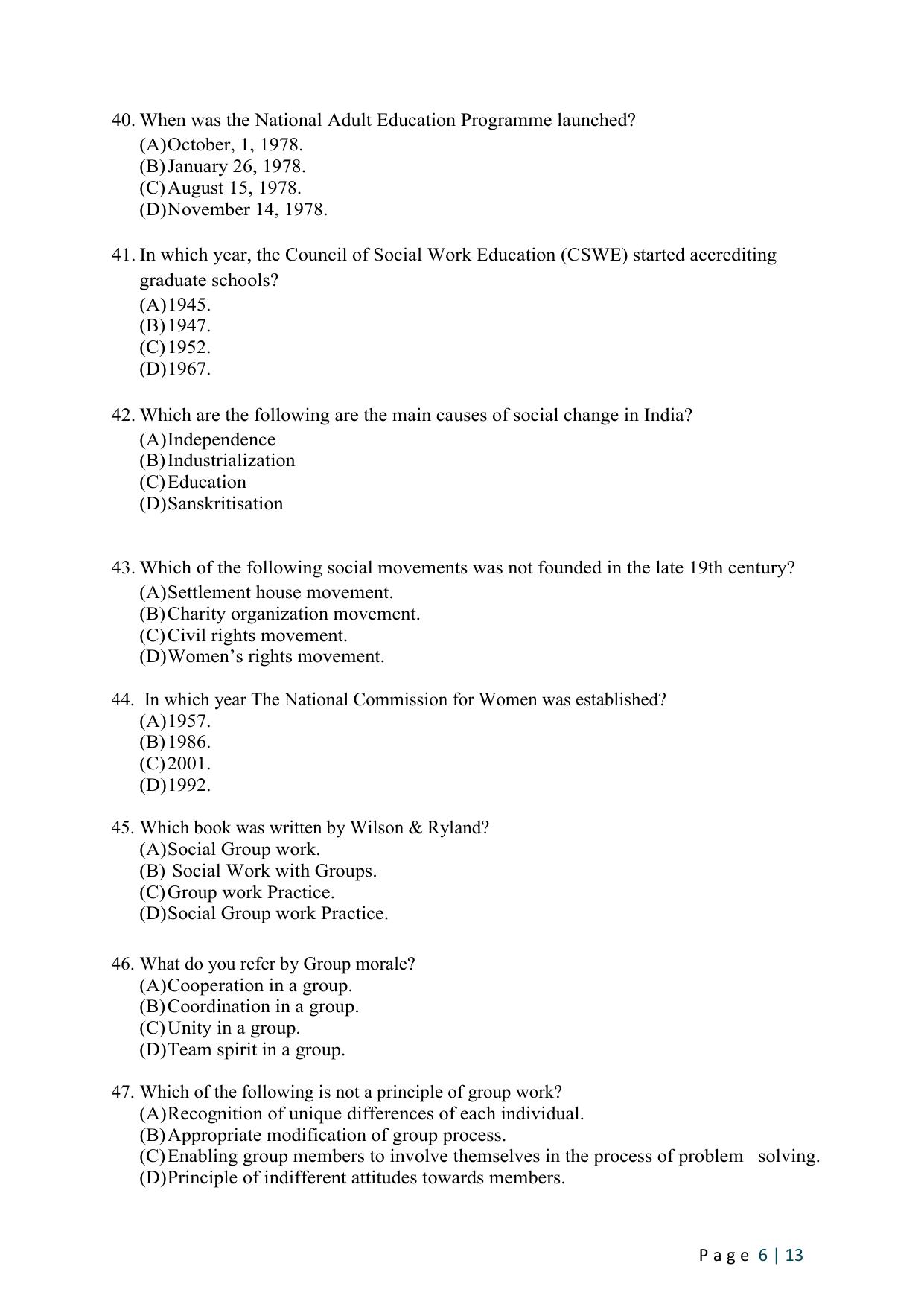 WB JEMAS (PG) MPHIL PSW 2024 Question Paper - Page 8