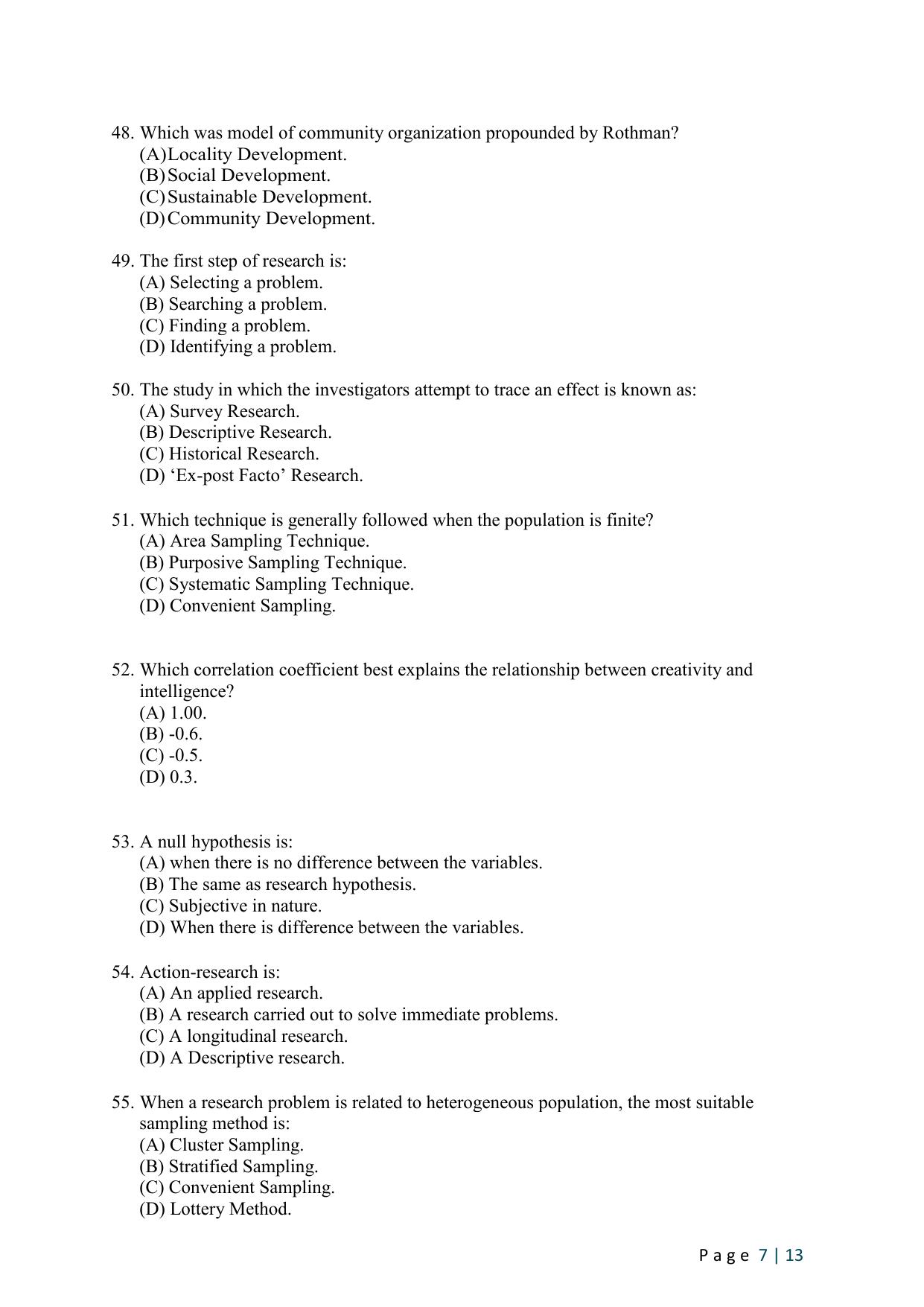 WB JEMAS (PG) MPHIL PSW 2024 Question Paper - Page 9