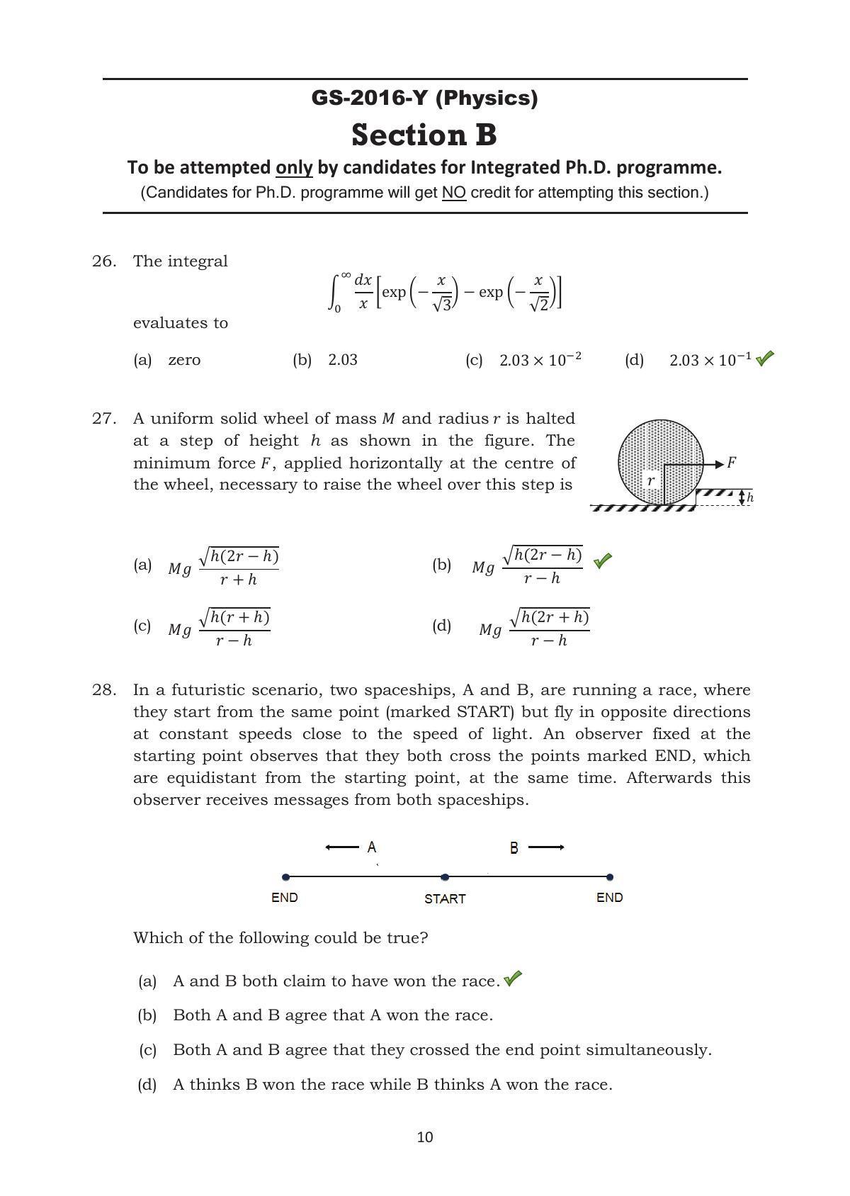 TIFR GS 2016 Physics Y Question Paper - Page 10