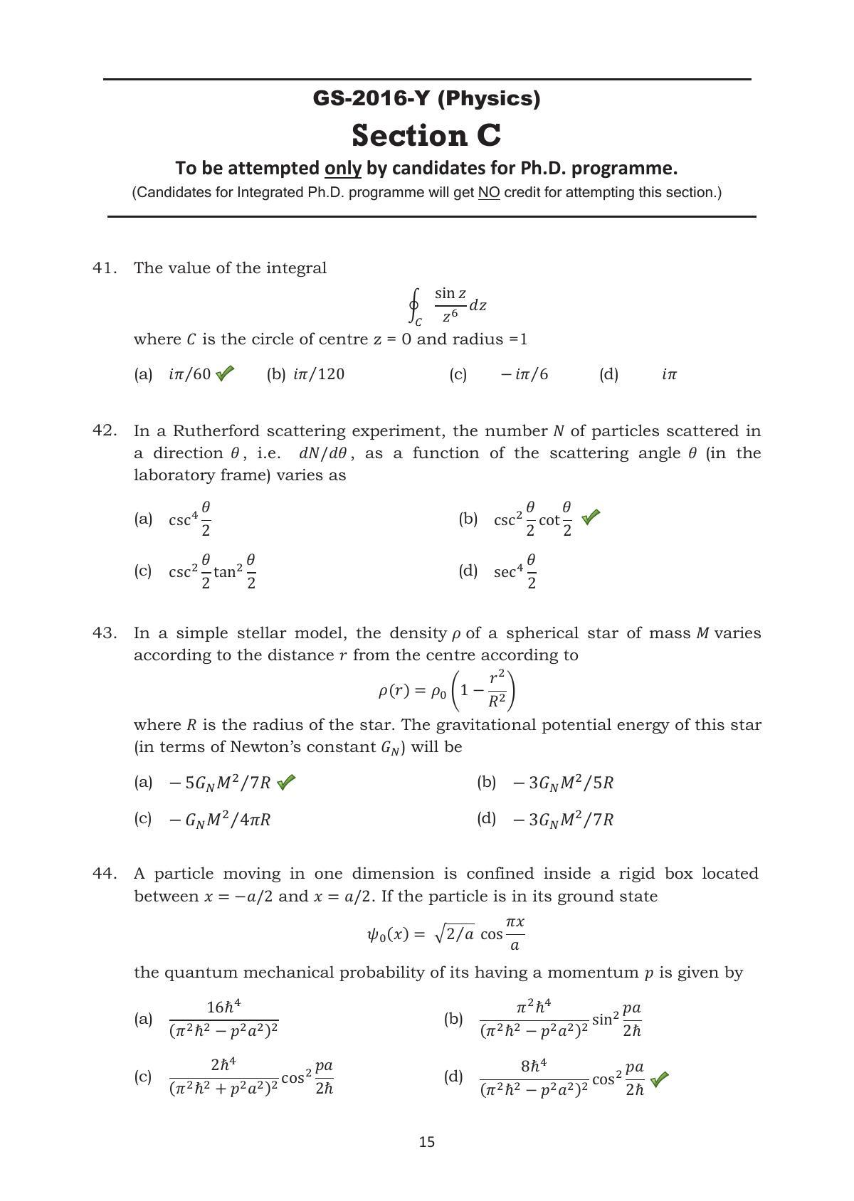 TIFR GS 2016 Physics Y Question Paper - Page 15