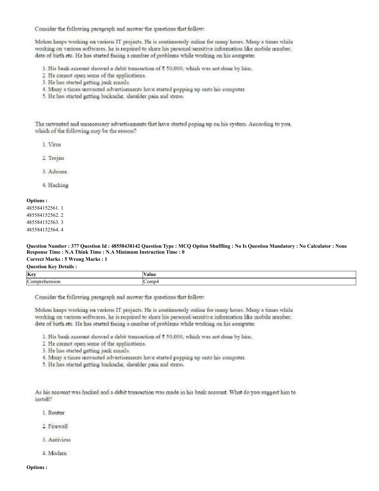 CUET 2023 English Urdu Shift 3 Question Papers - 02 Jul 2023 - Page 202
