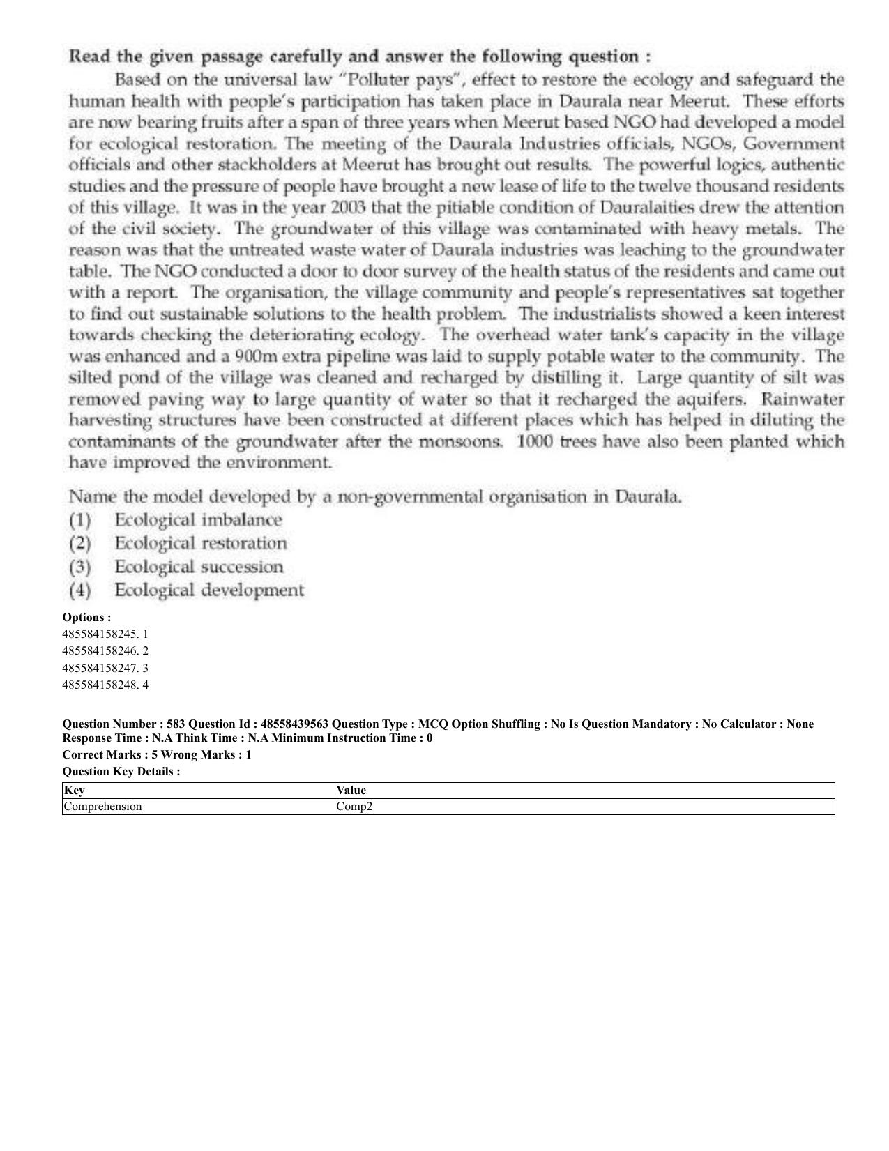 CUET 2023 English Urdu Shift 3 Question Papers - 02 Jul 2023 - Page 310