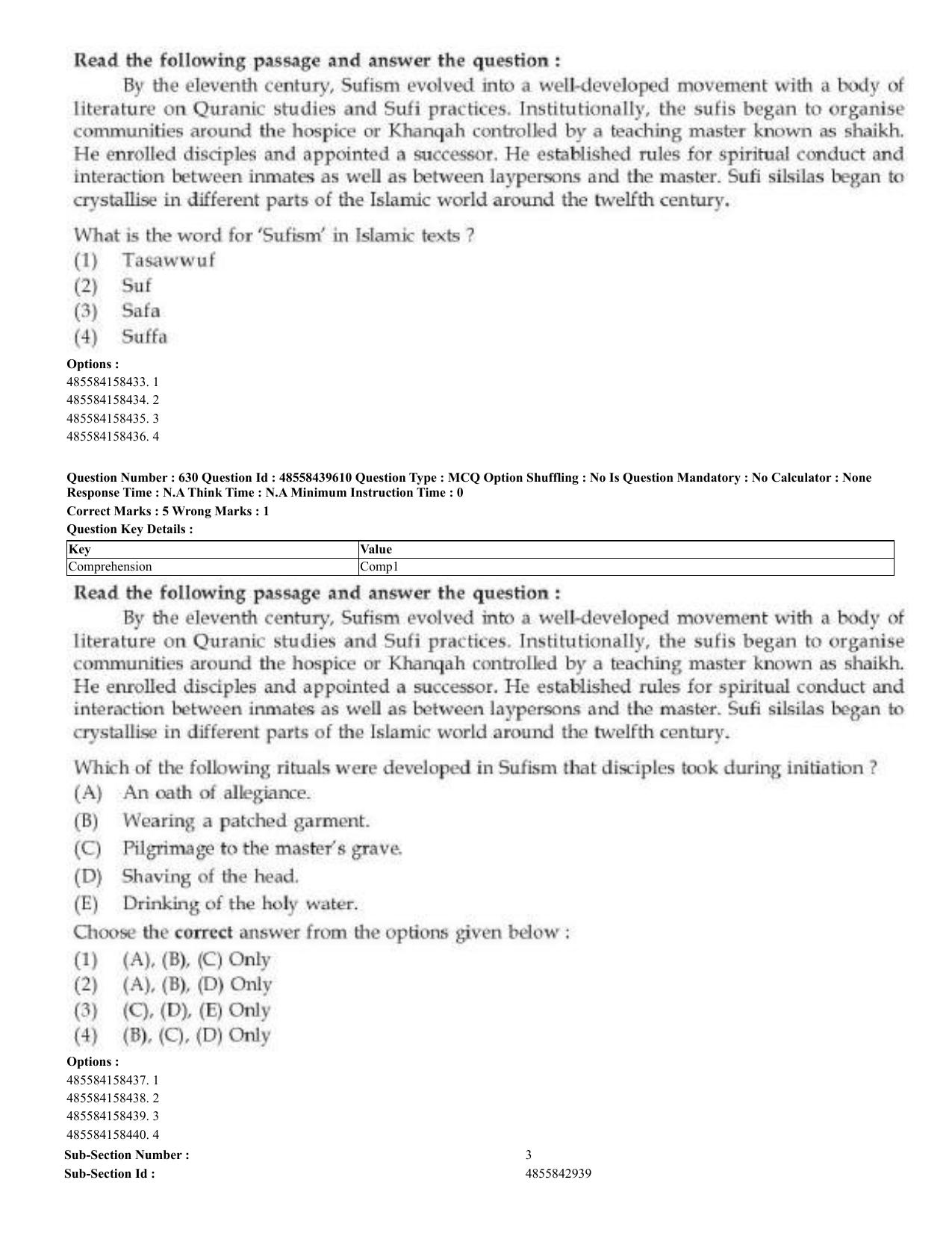 CUET 2023 English Urdu Shift 3 Question Papers - 02 Jul 2023 - Page 332