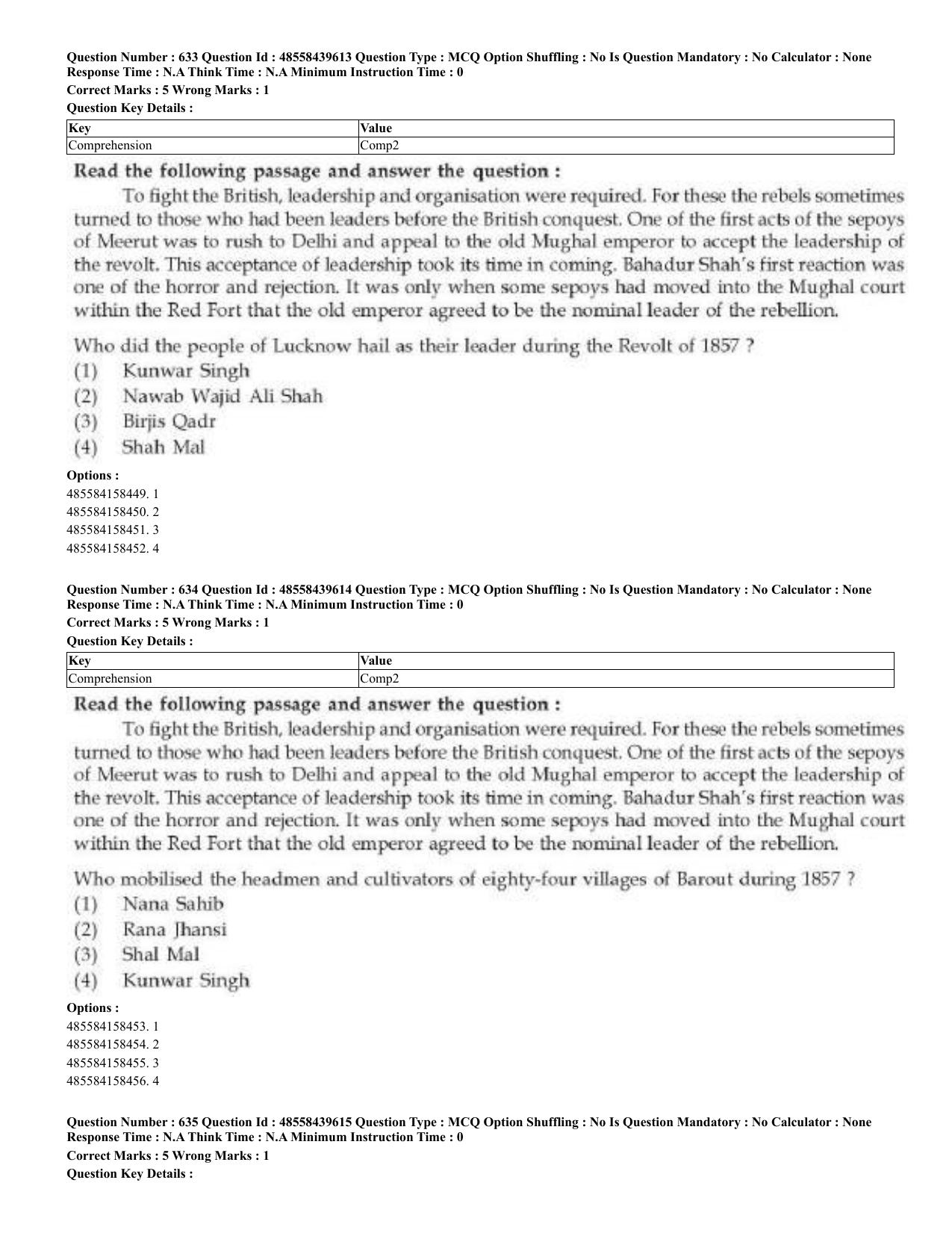CUET 2023 English Urdu Shift 3 Question Papers - 02 Jul 2023 - Page 334