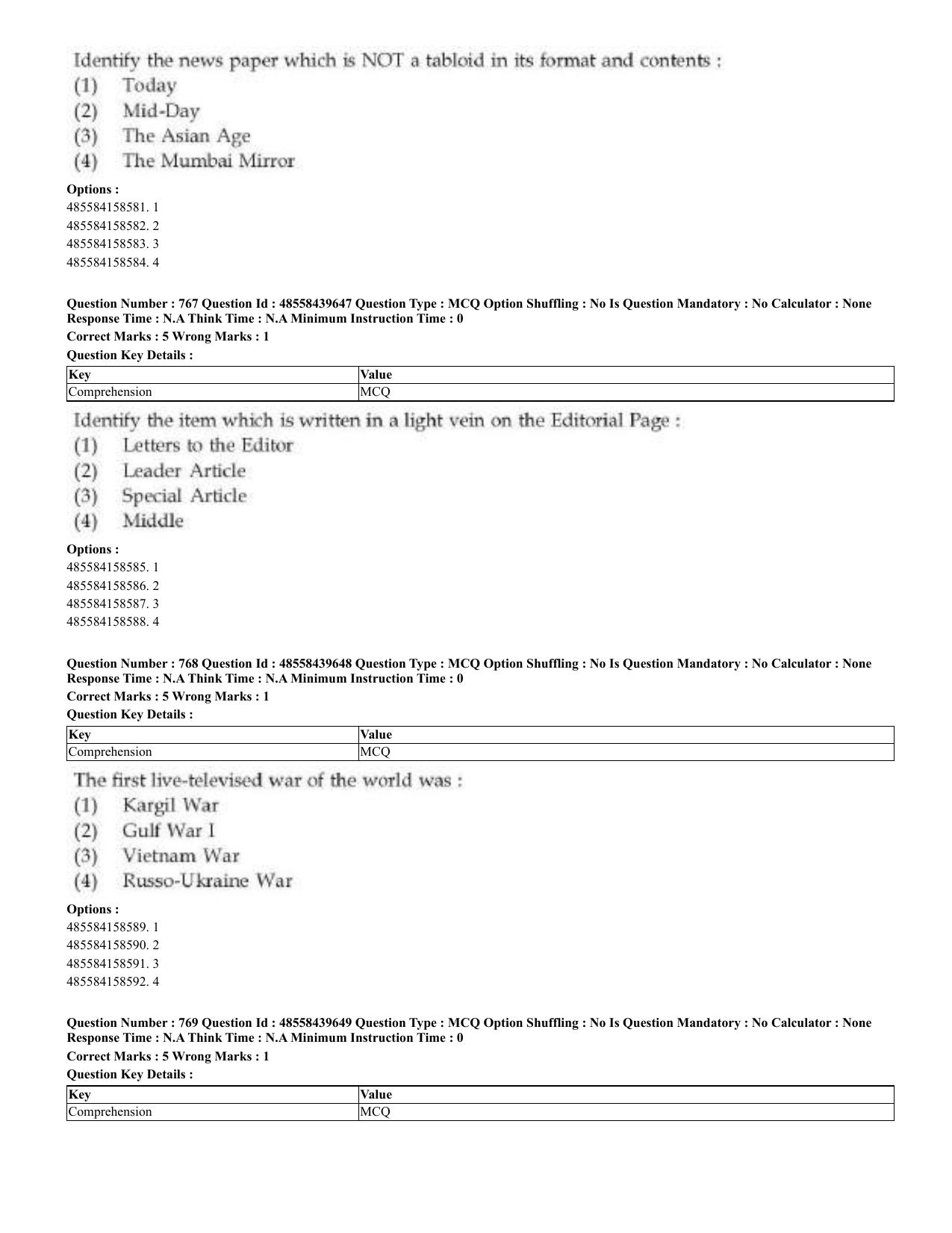 CUET 2023 English Urdu Shift 3 Question Papers - 02 Jul 2023 - Page 396
