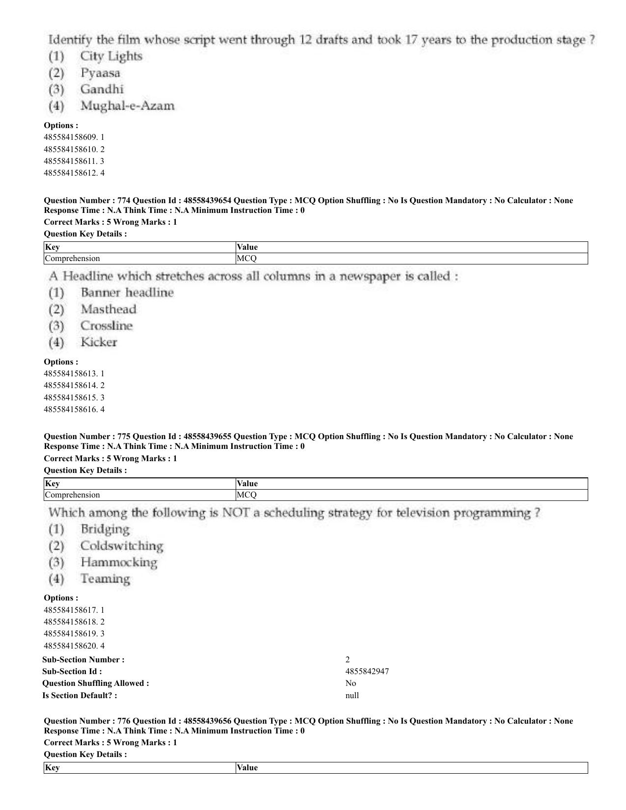 CUET 2023 English Urdu Shift 3 Question Papers - 02 Jul 2023 - Page 399