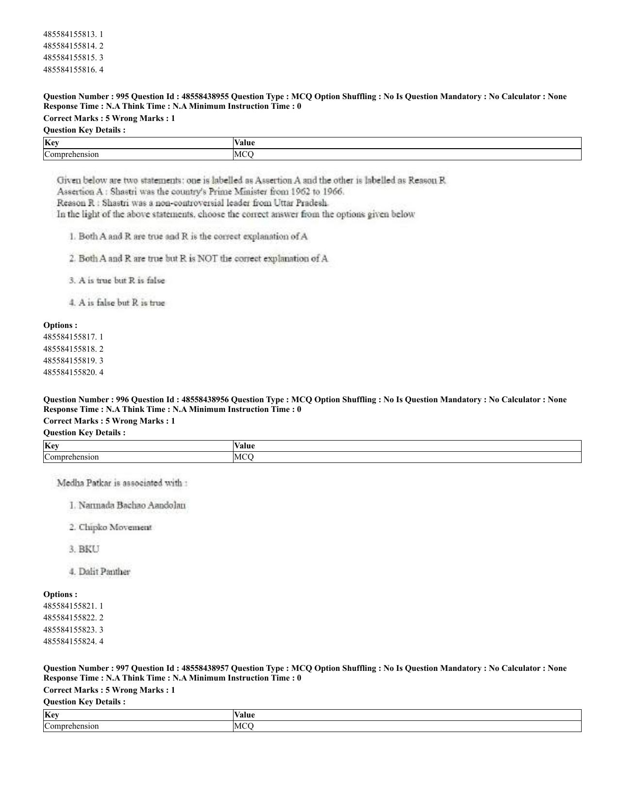 CUET 2023 English Urdu Shift 3 Question Papers - 02 Jul 2023 - Page 515