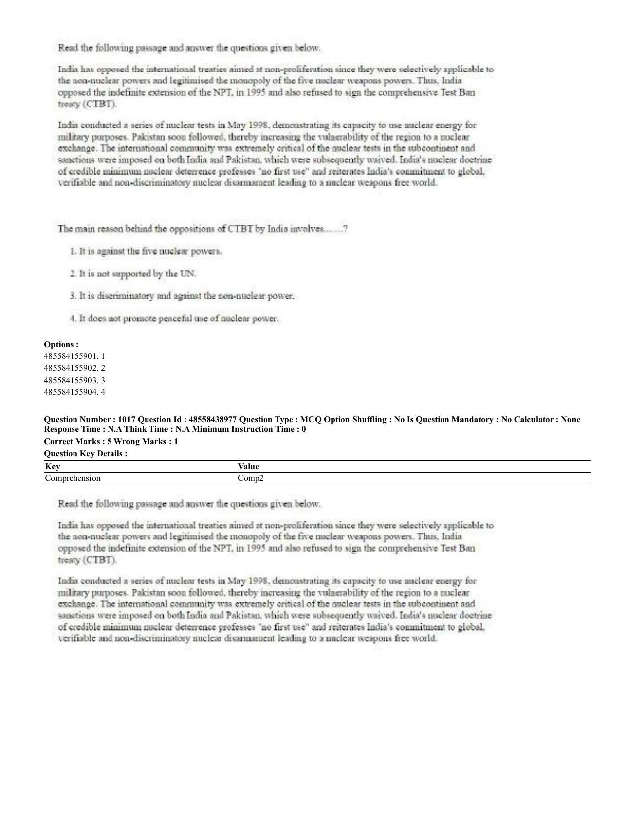 CUET 2023 English Urdu Shift 3 Question Papers - 02 Jul 2023 - Page 525