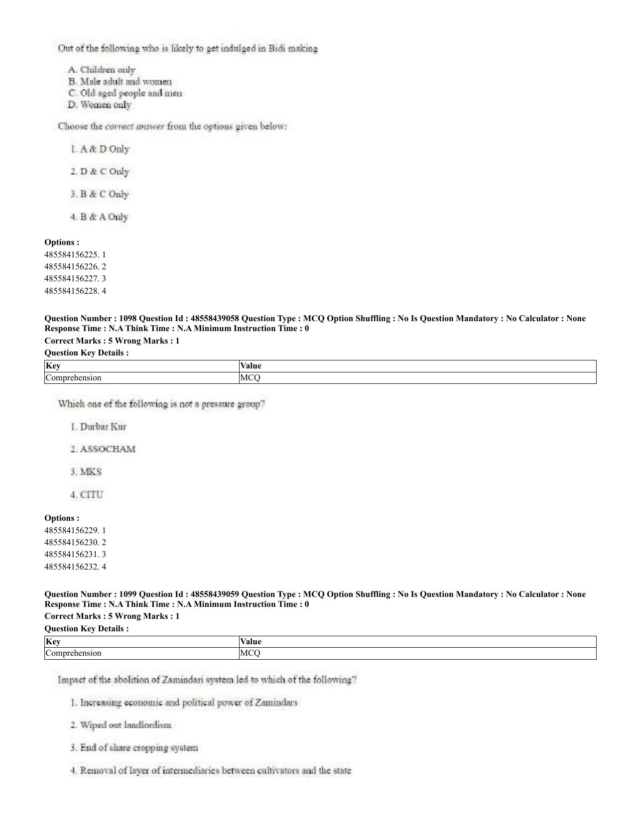 CUET 2023 English Urdu Shift 3 Question Papers - 02 Jul 2023 - Page 566