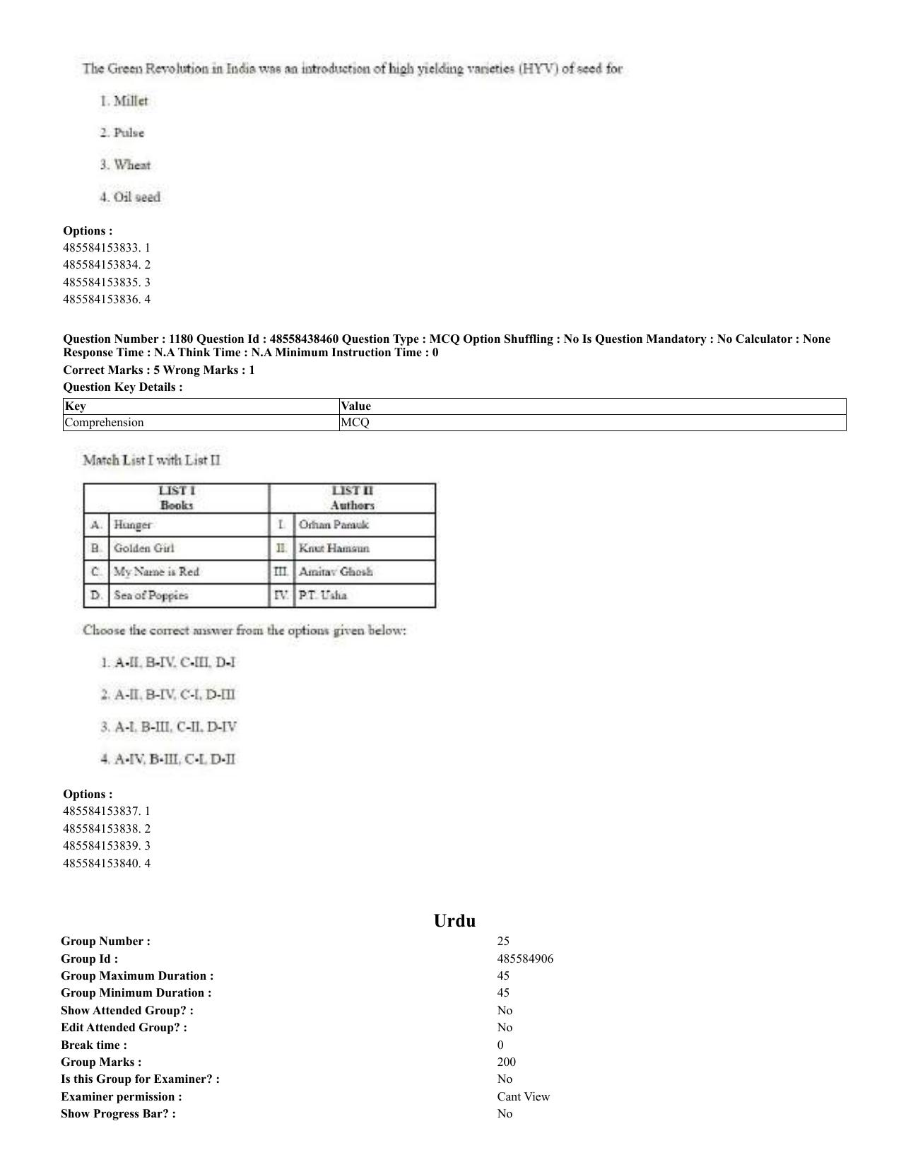 CUET 2023 English Urdu Shift 3 Question Papers - 02 Jul 2023 - Page 608