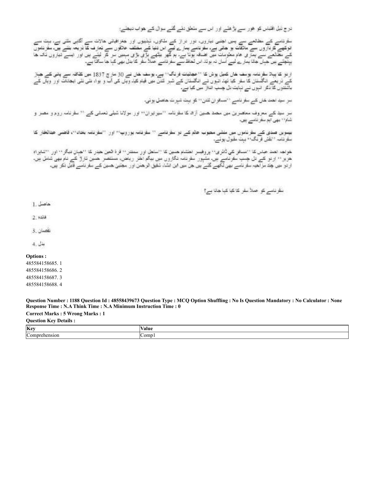 CUET 2023 English Urdu Shift 3 Question Papers - 02 Jul 2023 - Page 615