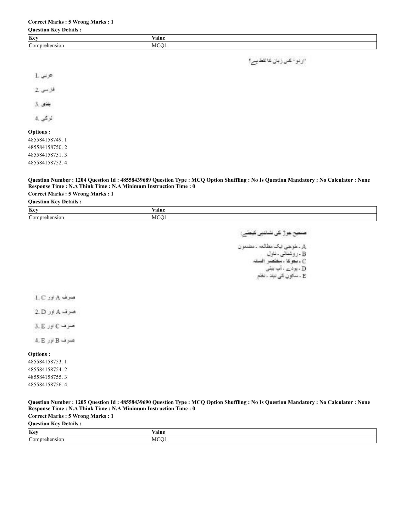CUET 2023 English Urdu Shift 3 Question Papers - 02 Jul 2023 - Page 624