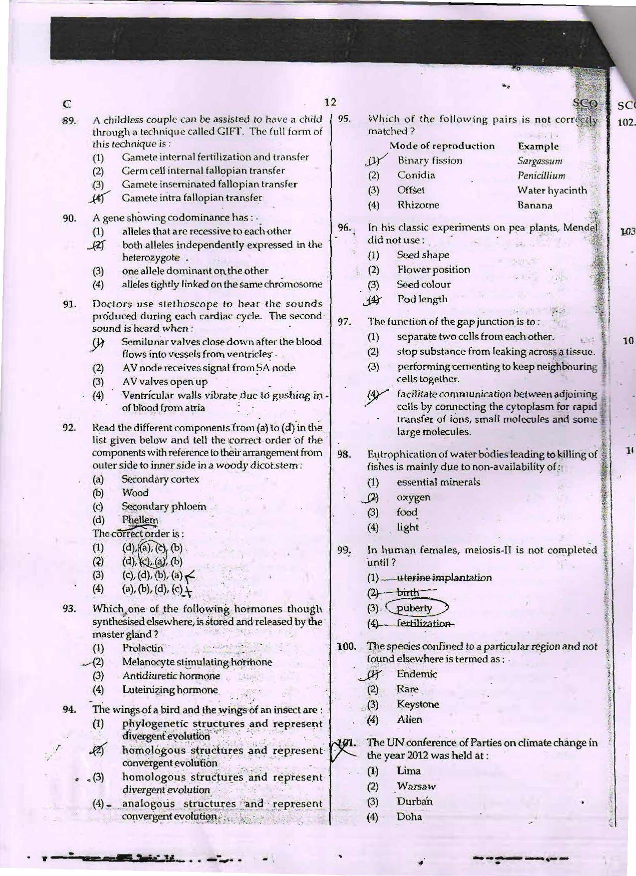 NEET Code C 2015 Question Paper - Page 12