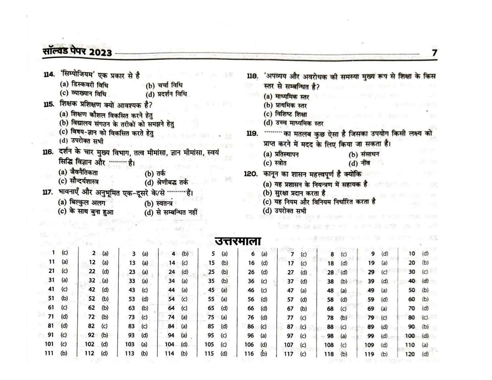 Bihar B.Ed CET 2023 Question Paper - Page 7