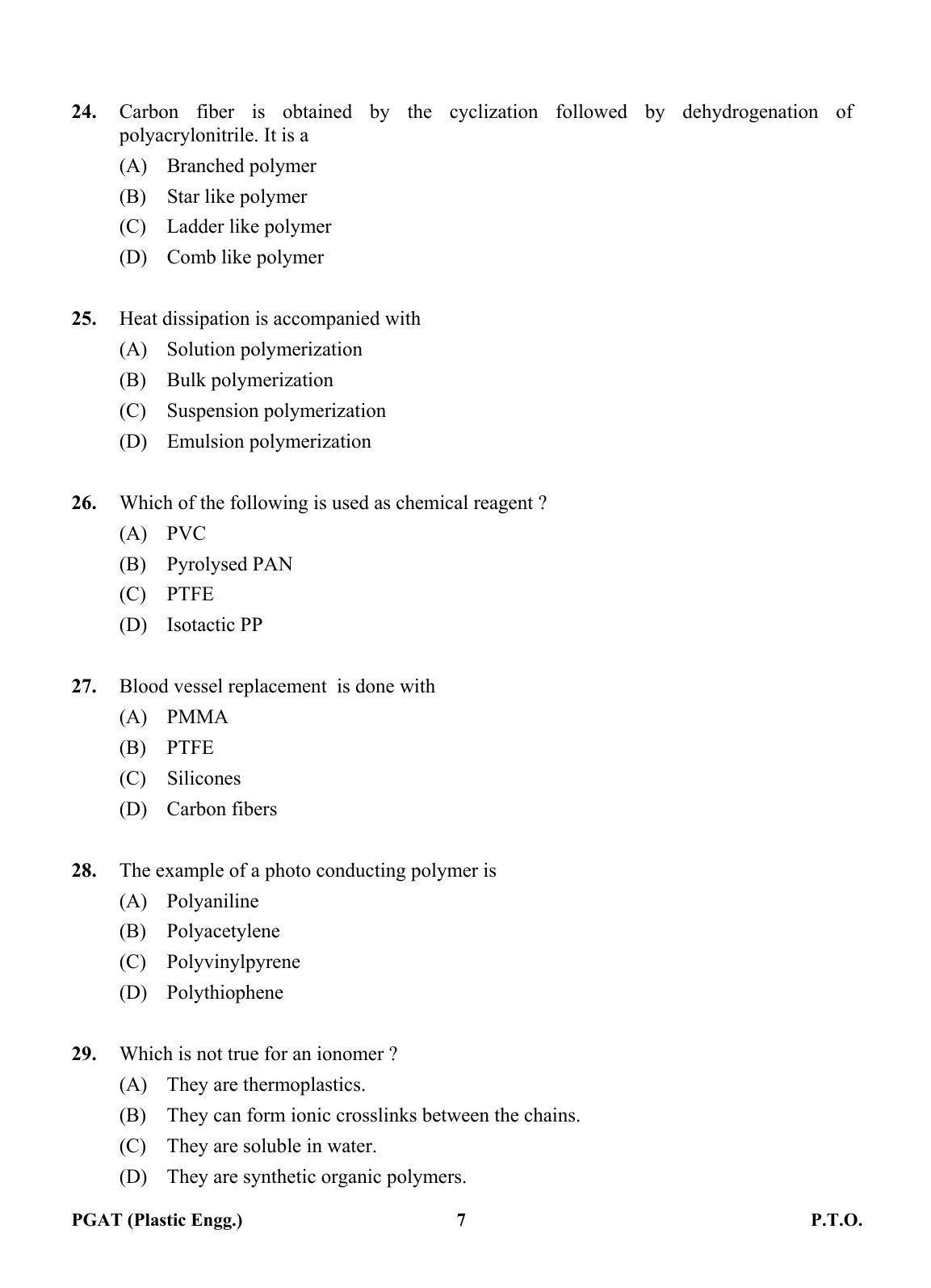 OJEE PGAT 2013 Plastic Engineering Question Paper - Page 6