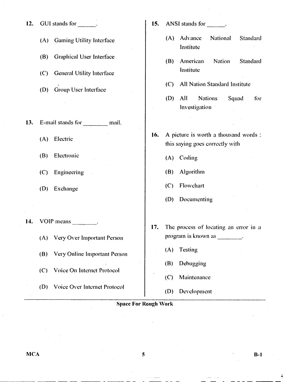 Karnataka PGCET 2017 MCA Question Paper - Page 4
