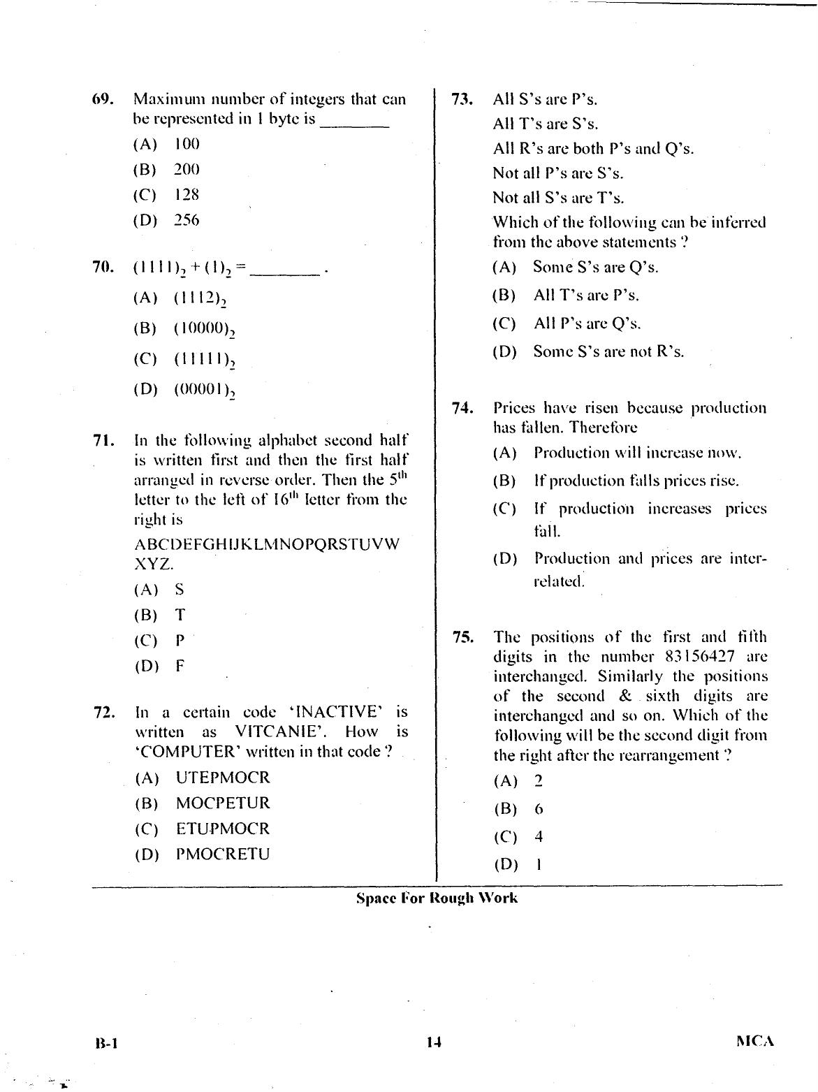 Karnataka PGCET 2017 MCA Question Paper - Page 13