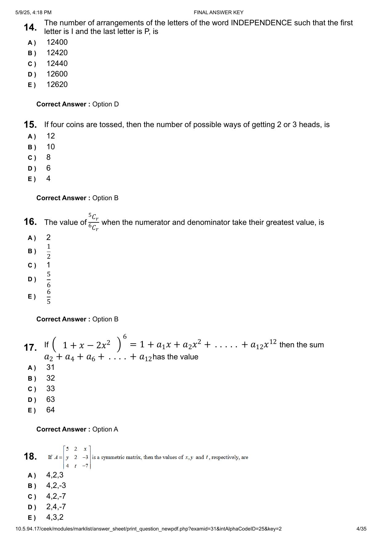 KEAM 2025 April 29 (Engineering - AN Session) Question Paper with Answer Key - Page 4