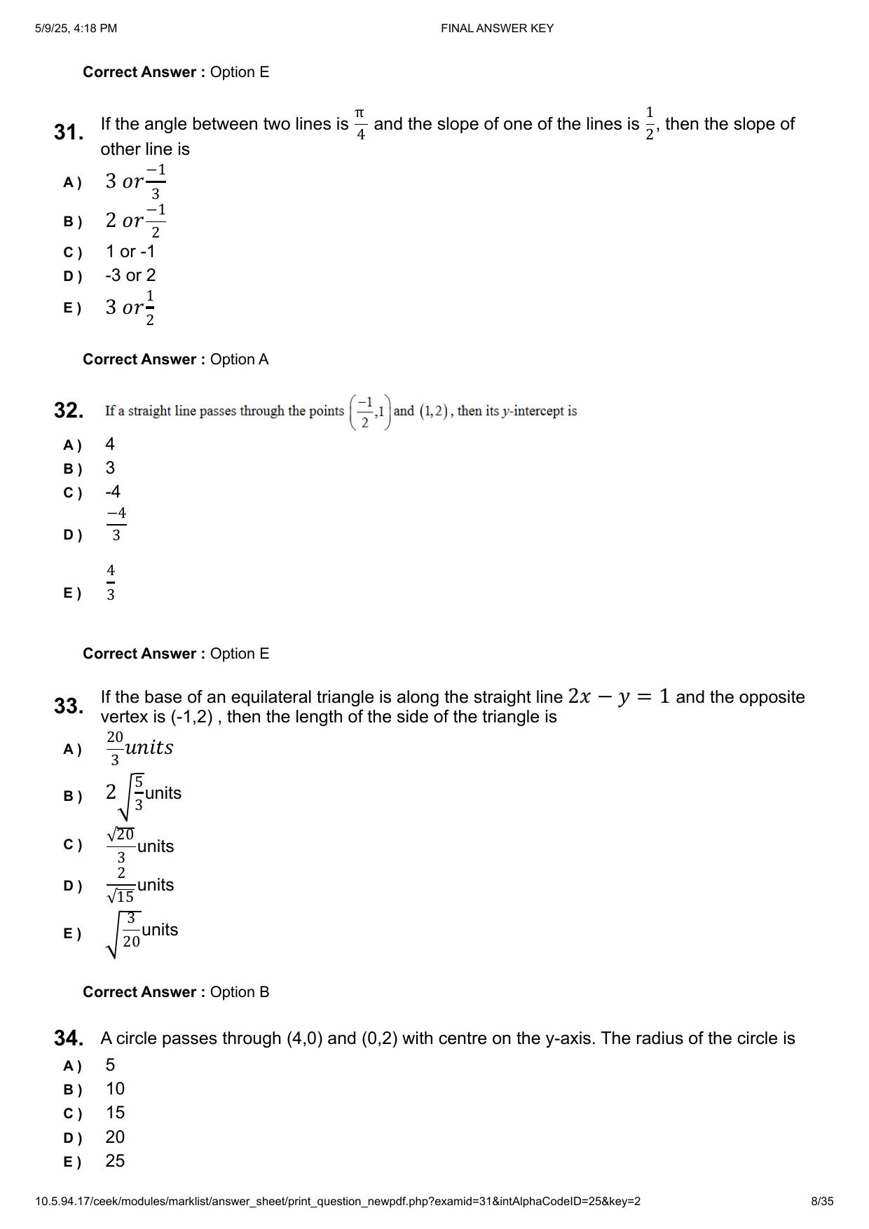 KEAM 2025 April 29 (Engineering - AN Session) Question Paper with Answer Key - Page 8
