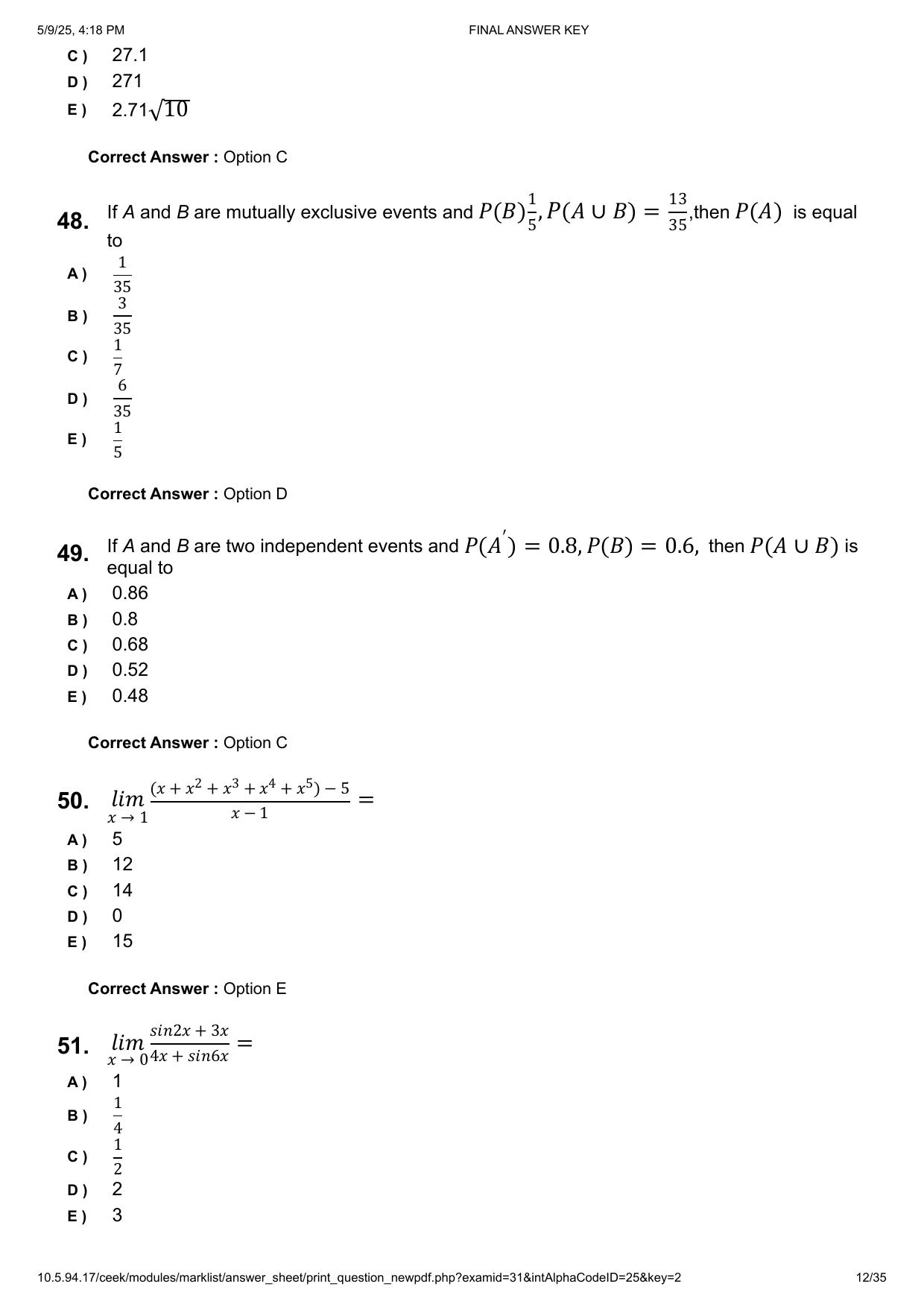 KEAM 2025 April 29 (Engineering - AN Session) Question Paper with Answer Key - Page 12