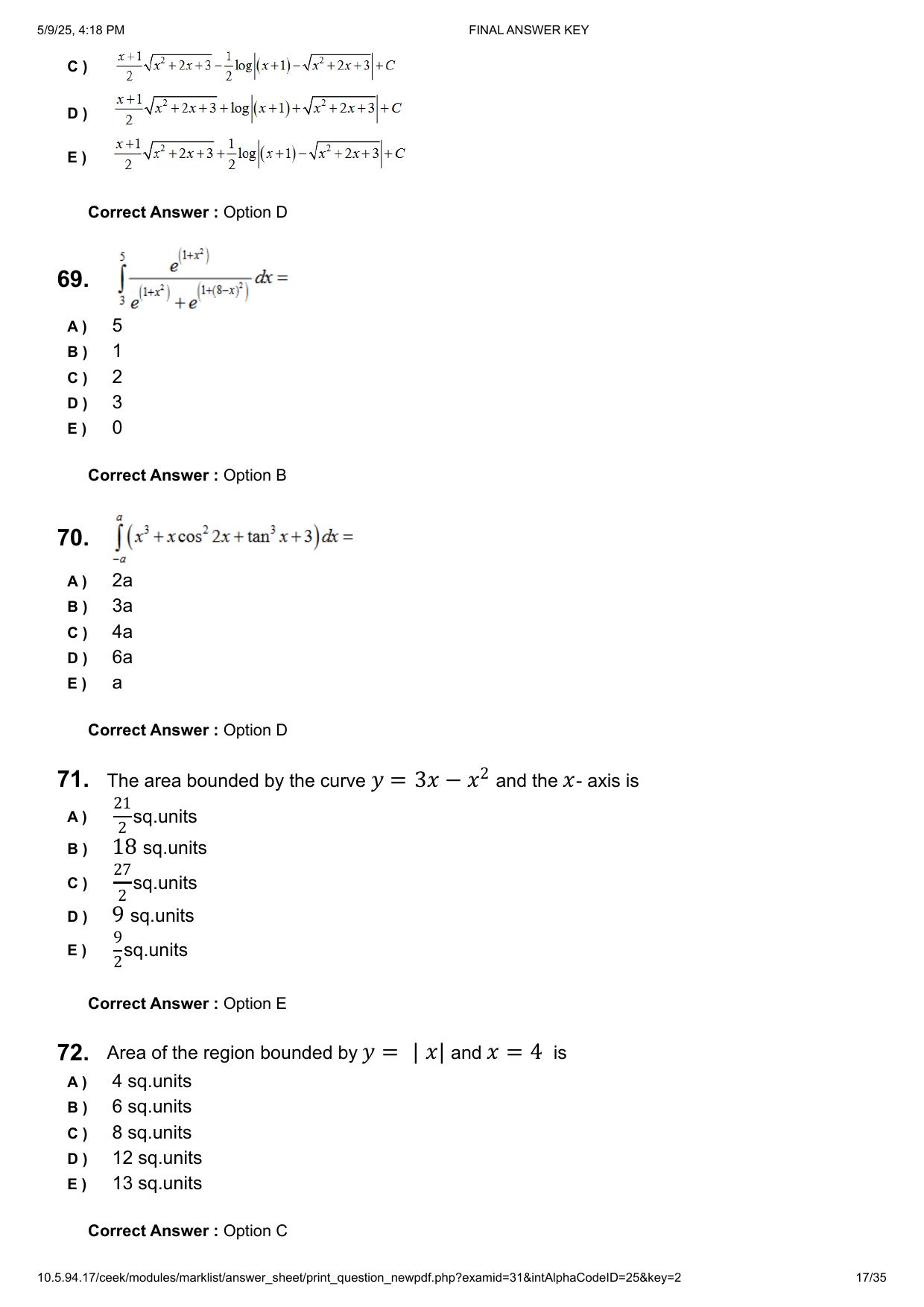KEAM 2025 April 29 (Engineering - AN Session) Question Paper with Answer Key - Page 17