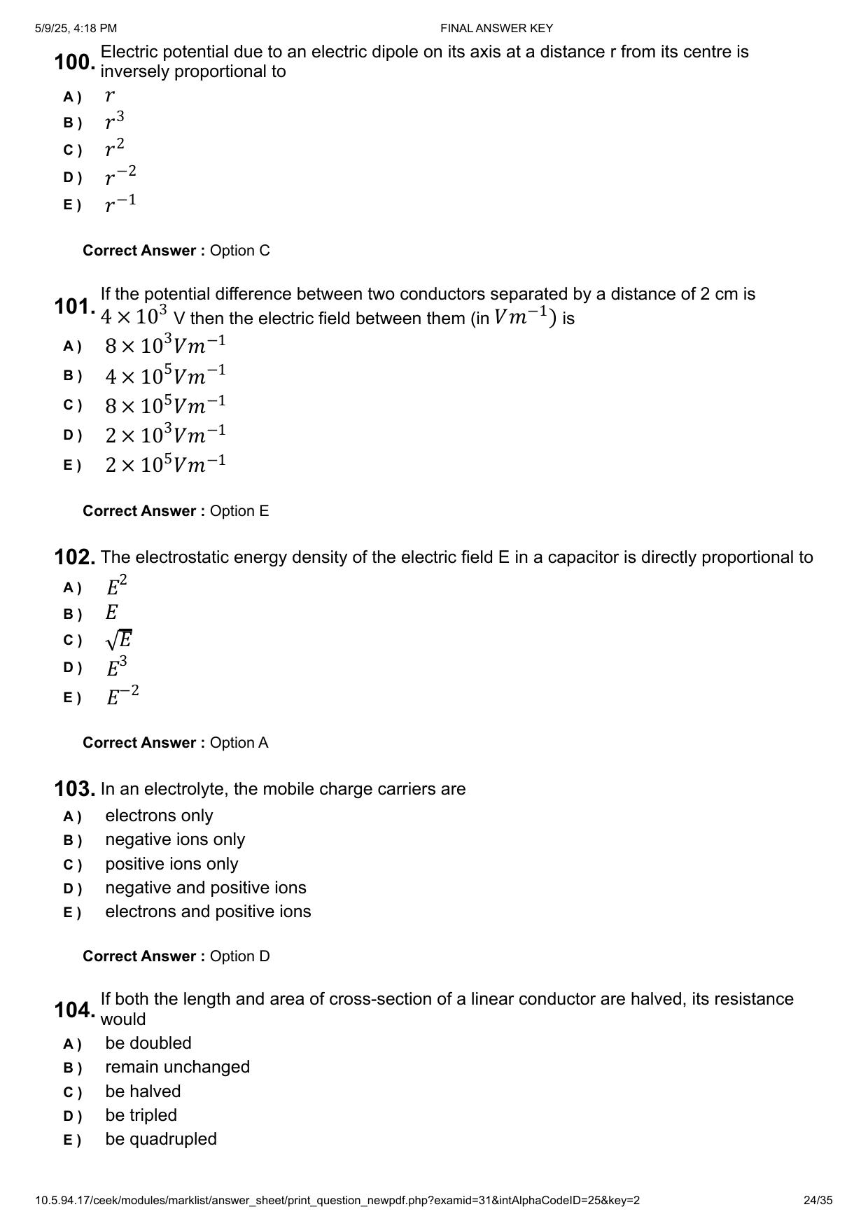 KEAM 2025 April 29 (Engineering - AN Session) Question Paper with Answer Key - Page 24