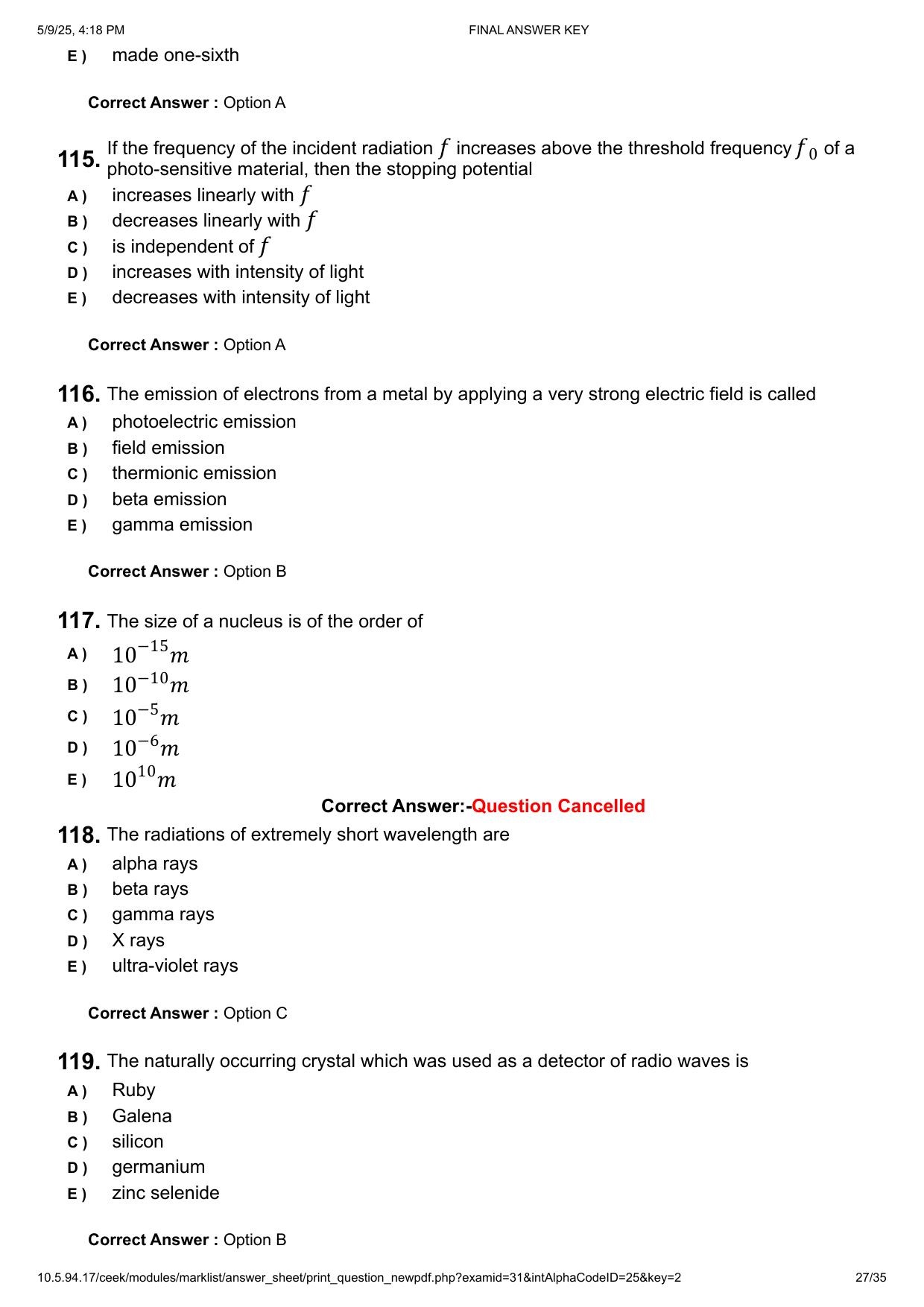 KEAM 2025 April 29 (Engineering - AN Session) Question Paper with Answer Key - Page 27