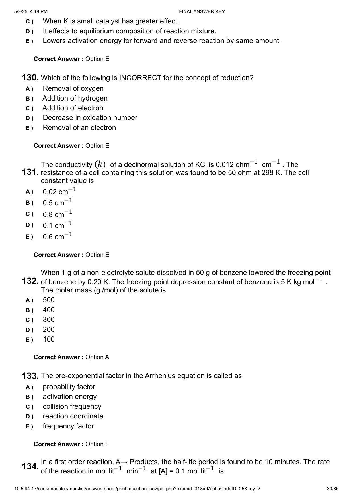 KEAM 2025 April 29 (Engineering - AN Session) Question Paper with Answer Key - Page 30