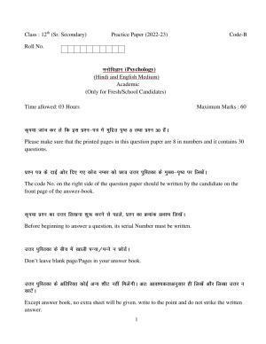 Haryana Board Class 12 Psychology Code B Sample Papers