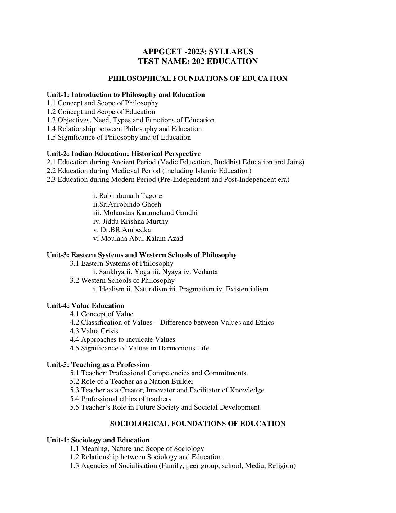 AP PGCET EDUCATION Syllabus - Page 1