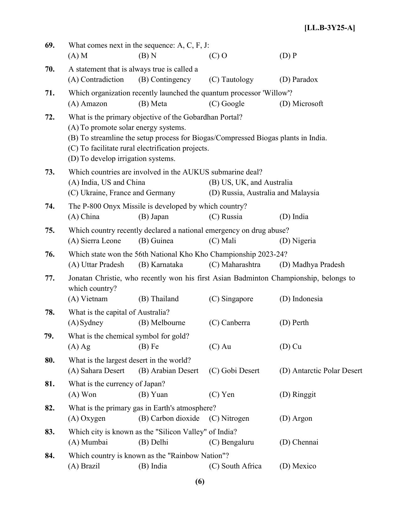 PU LLB 2025 Question Booklet - Page 6
